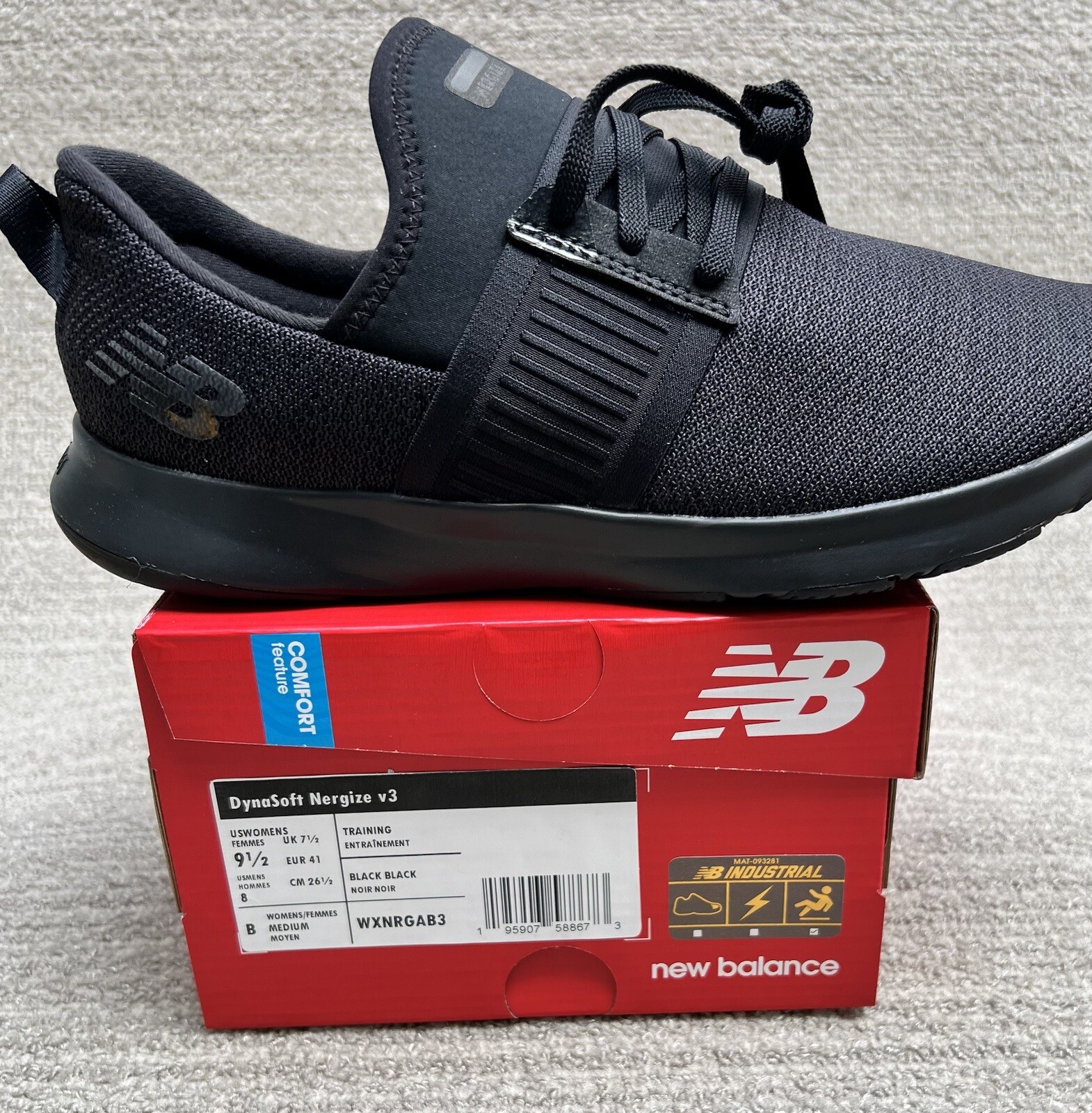 New Balance Unisex Work Shoes Dyna Soft Nergize V3 Black B Width Slip Resistant
