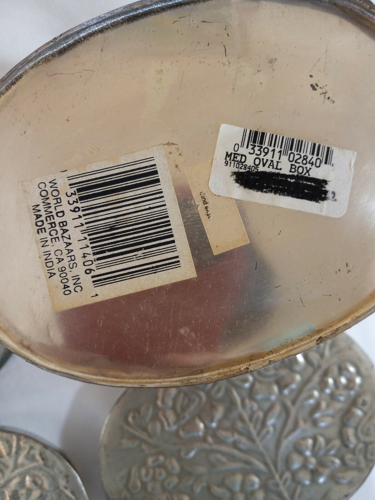 Two Oval Metal Decorative Trinket Boxes Rustic With Lids