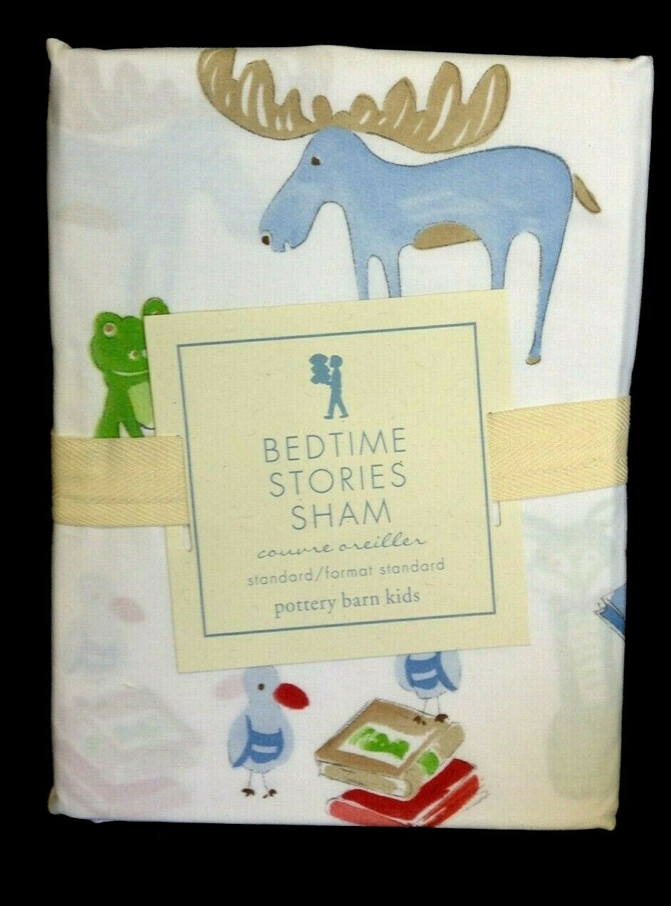 Pottery Barn Kids Bedtime Stories Animals Books Bed Pillow SHAM Standard