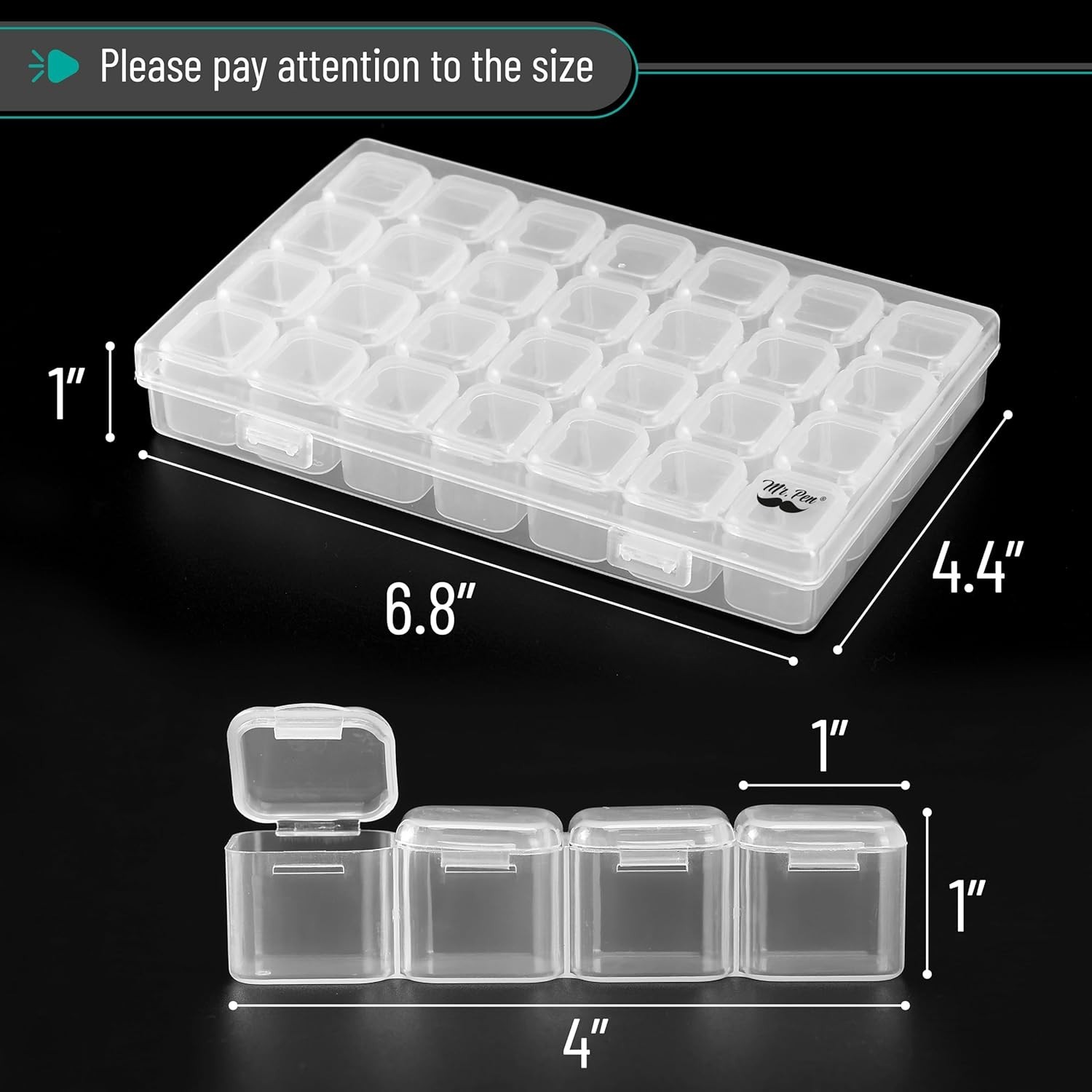 Compact 28-Compartment Bead Organizer - Waterproof & Label Ready, 2 Pack