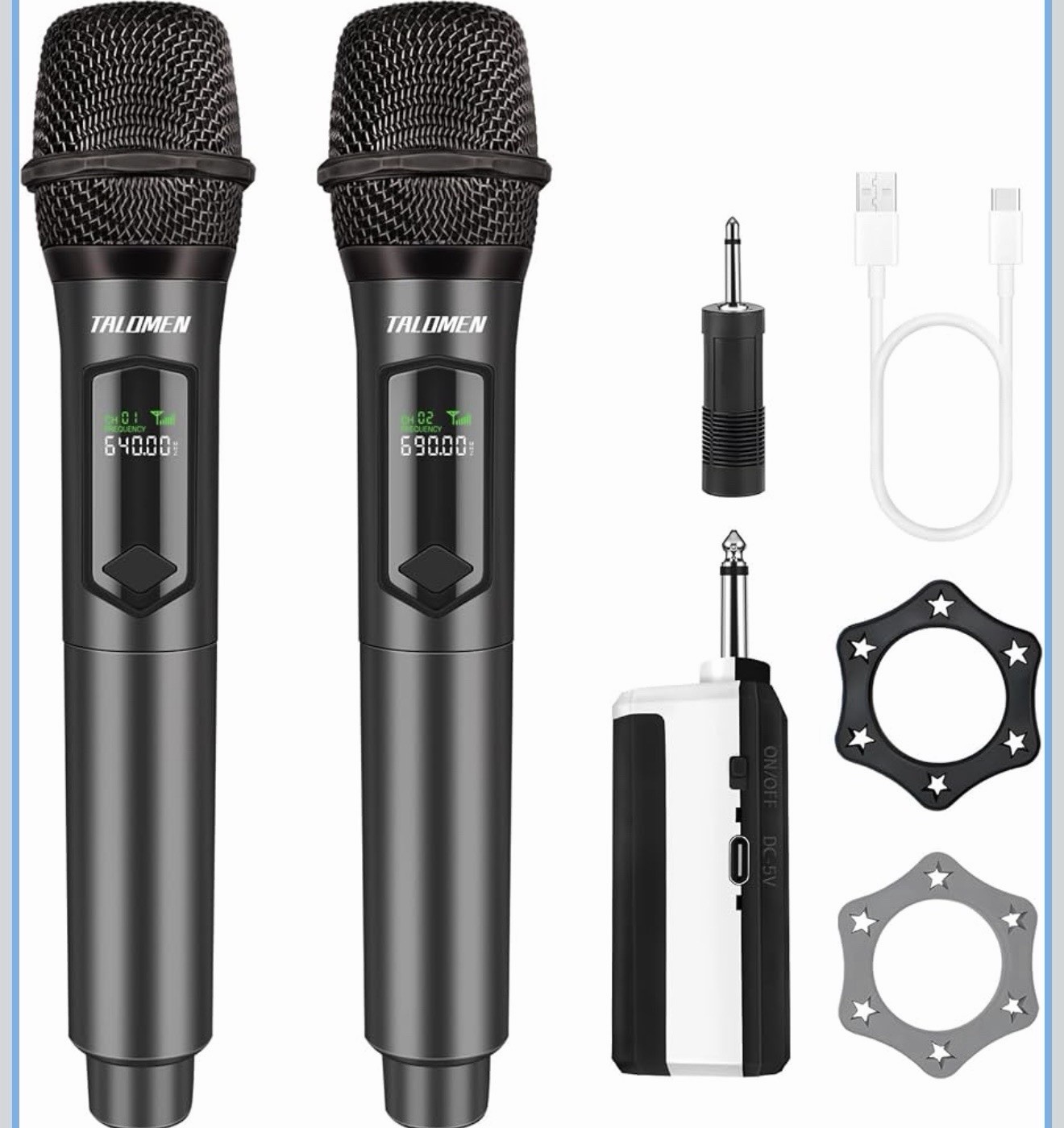 Wireless Microphone Professional Dual Handheld Cordless Dynamic Mic System