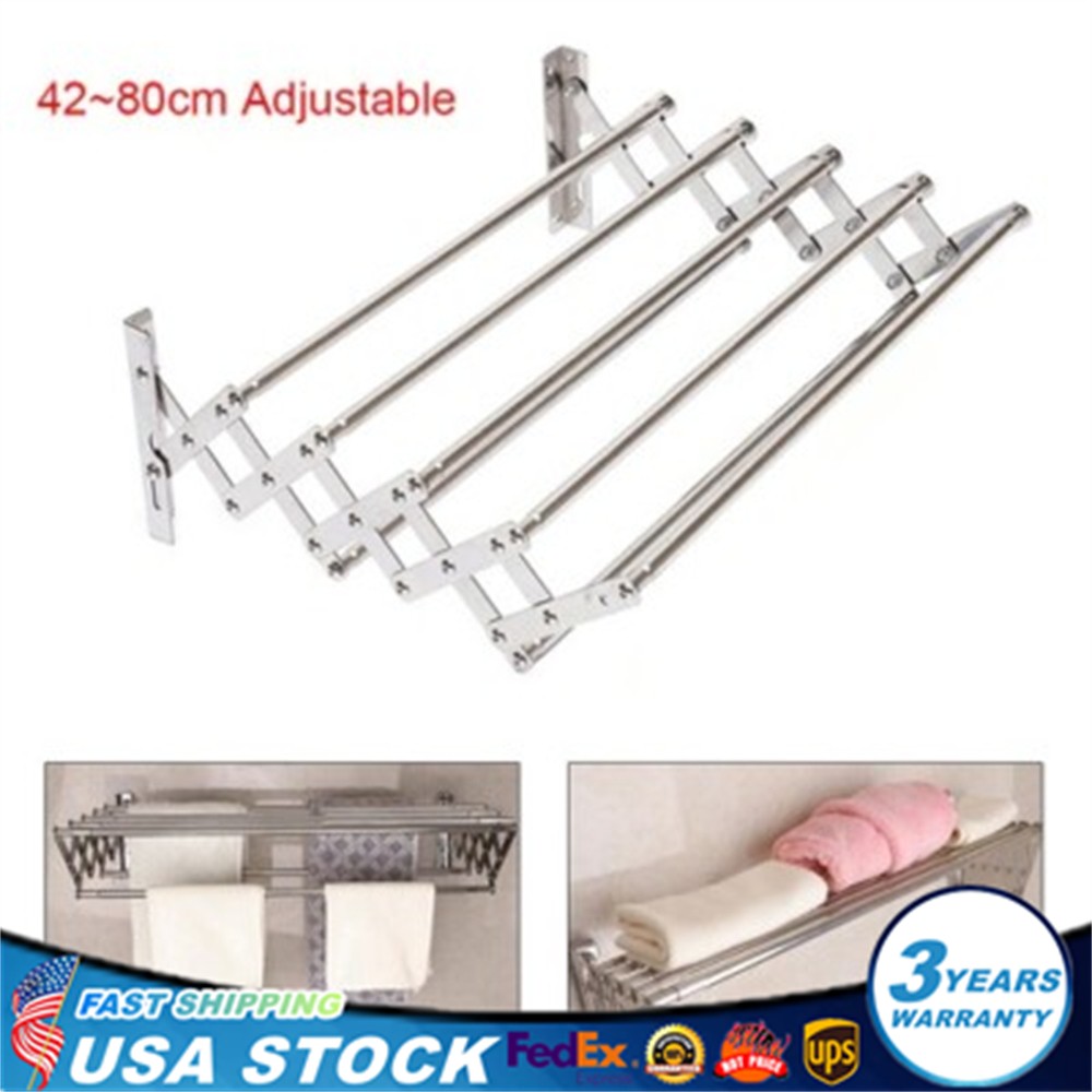 Wall Mounted Clothes Drying Rack Stainless Steel Retractable Laundry Drying Rack