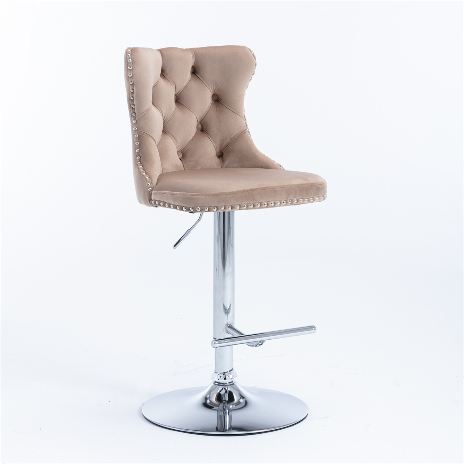 2PCS Velvet Bar Stools Counter Height Adjustable Kitchen Dining Chairs US