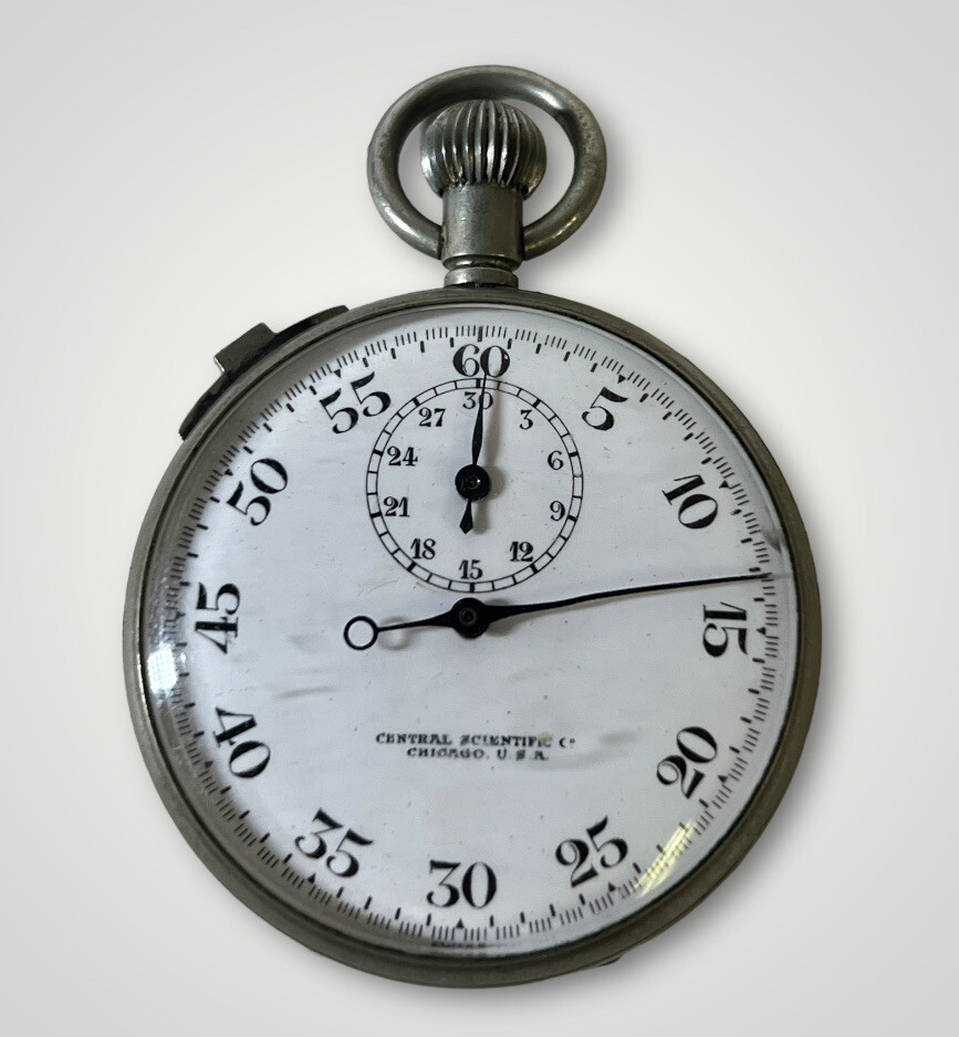 Vintage Central Scientific Co Chrome Stopwatch by Leonidas 6 Jewel Swiss #853185