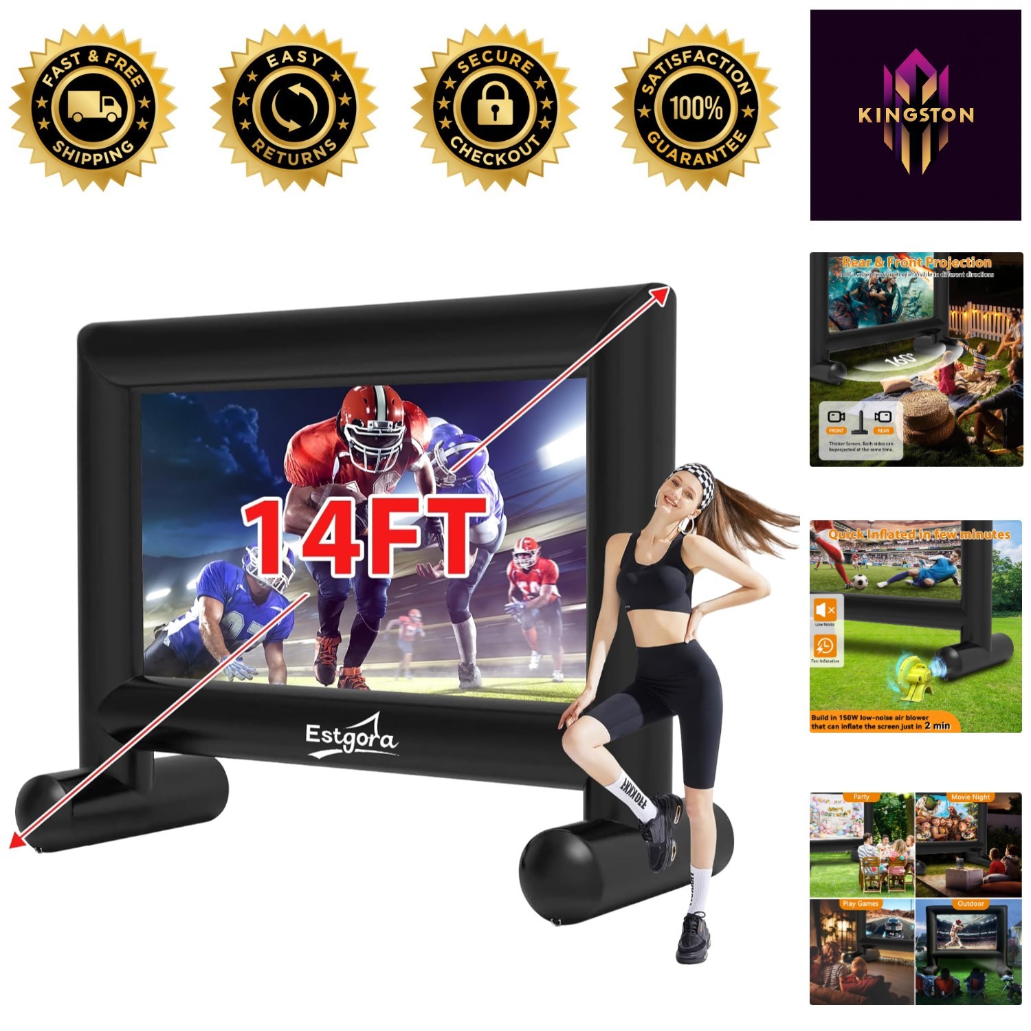 14FT Inflatable Movie Screen with Air Blower - Ultimate Outdoor Entertainment