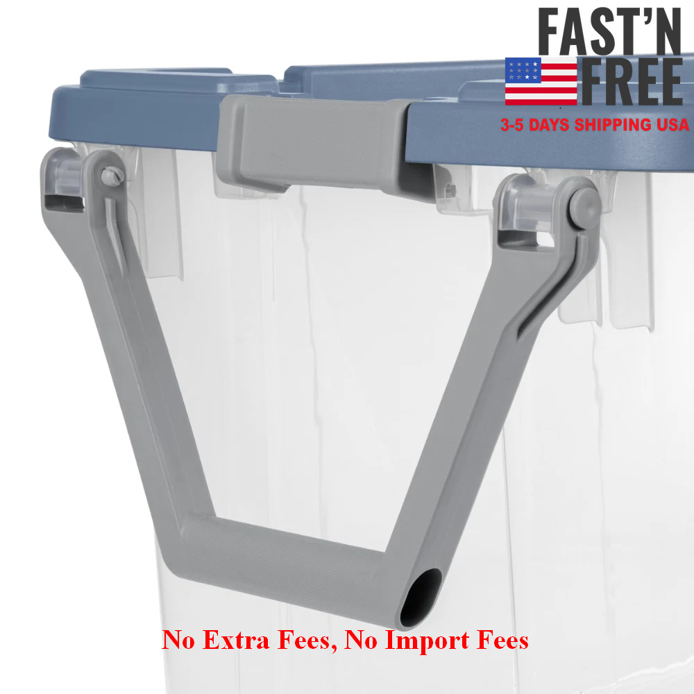 Sterilite 160 Quart Wheeled Storage Box, Plastic Bin, Blue Moonlight, Set of 2