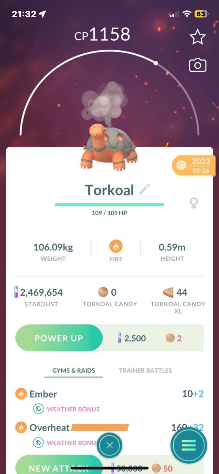 ⭐️🔥Pokemon Go ⭐️#324 Torkoal *Regional RaRe*Gifts and Friendship Included