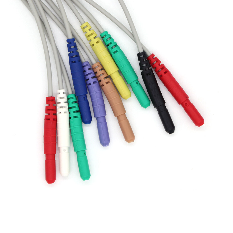 Din 1.5mm 10-lead snap Type ECG/EKG TPU Cable With Leadwire For Patient Monitor