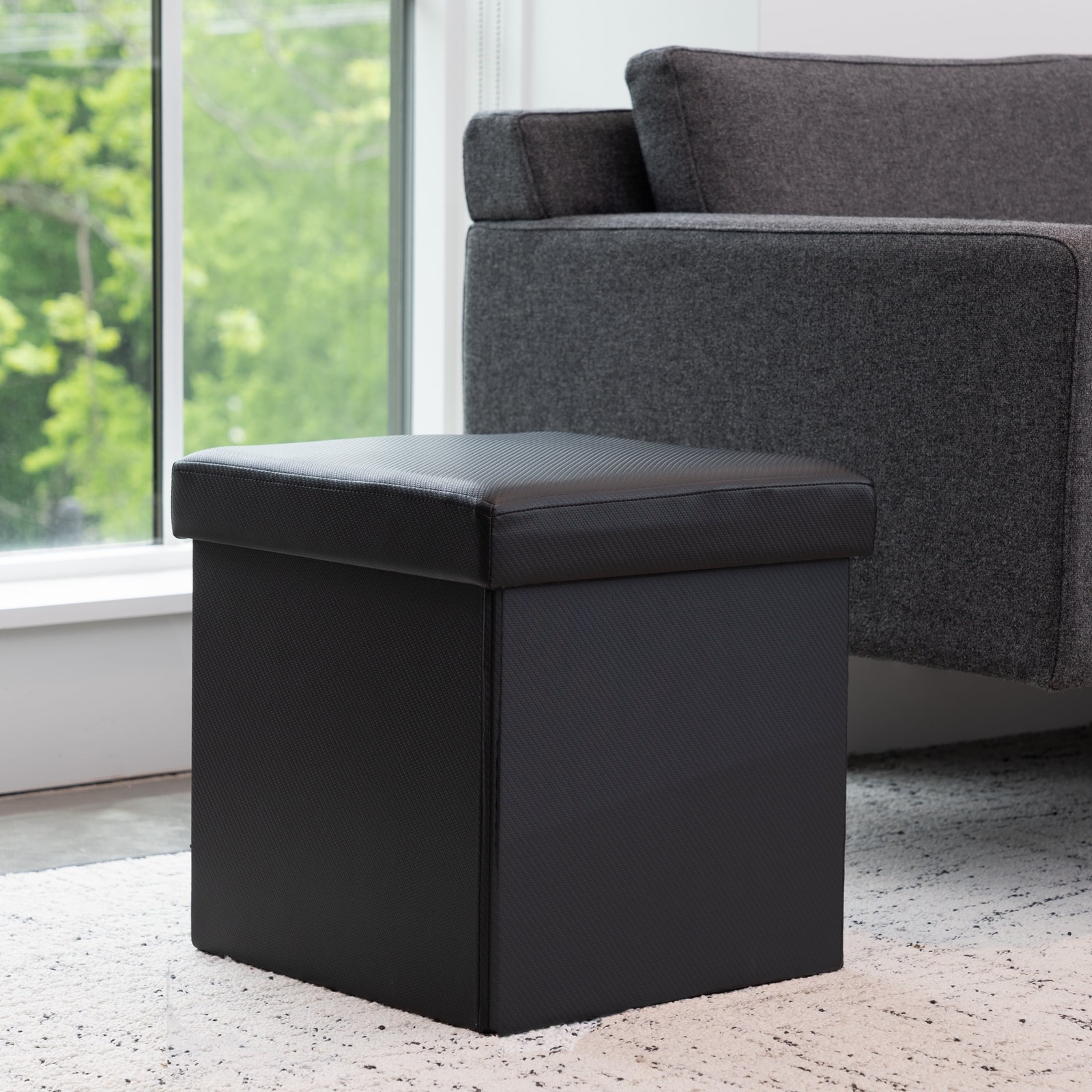 Collapsible Storage Ottoman Cream