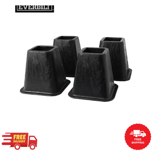 6 Inch Bed Risers 4-Pack Durable Heavy Duty Construction Ensures Black New