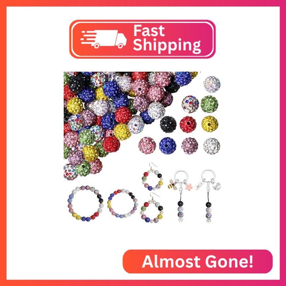 NUKAYAI 100PCS 10mm Rhinestone Beads for Jewelry Making Crafting 10 Mixed Colors