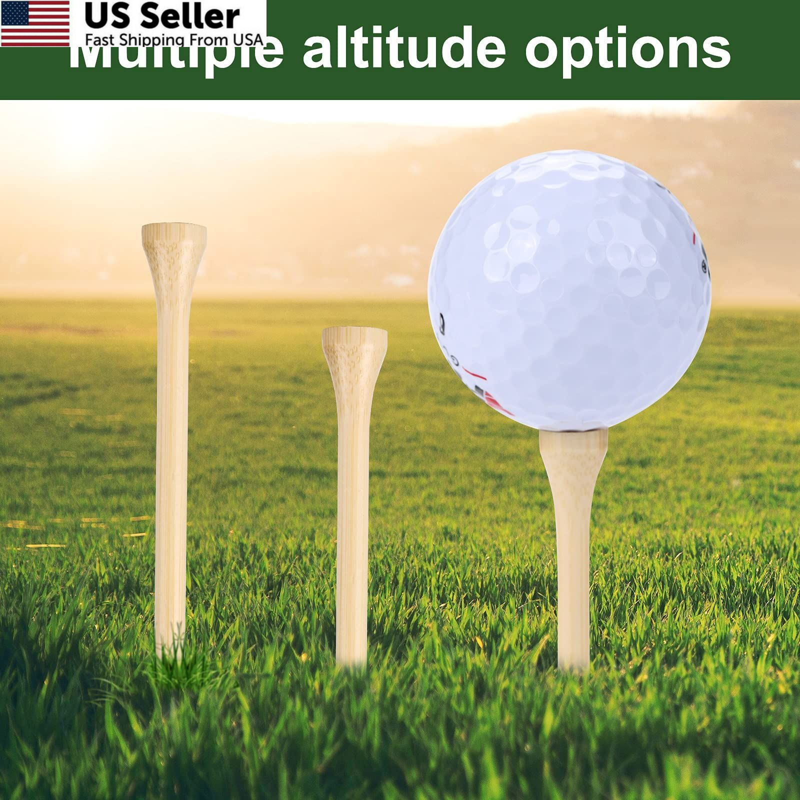 GFGL Golf Tees Durable Bamboo 100Pcs 3-1/4" Friendly Primary