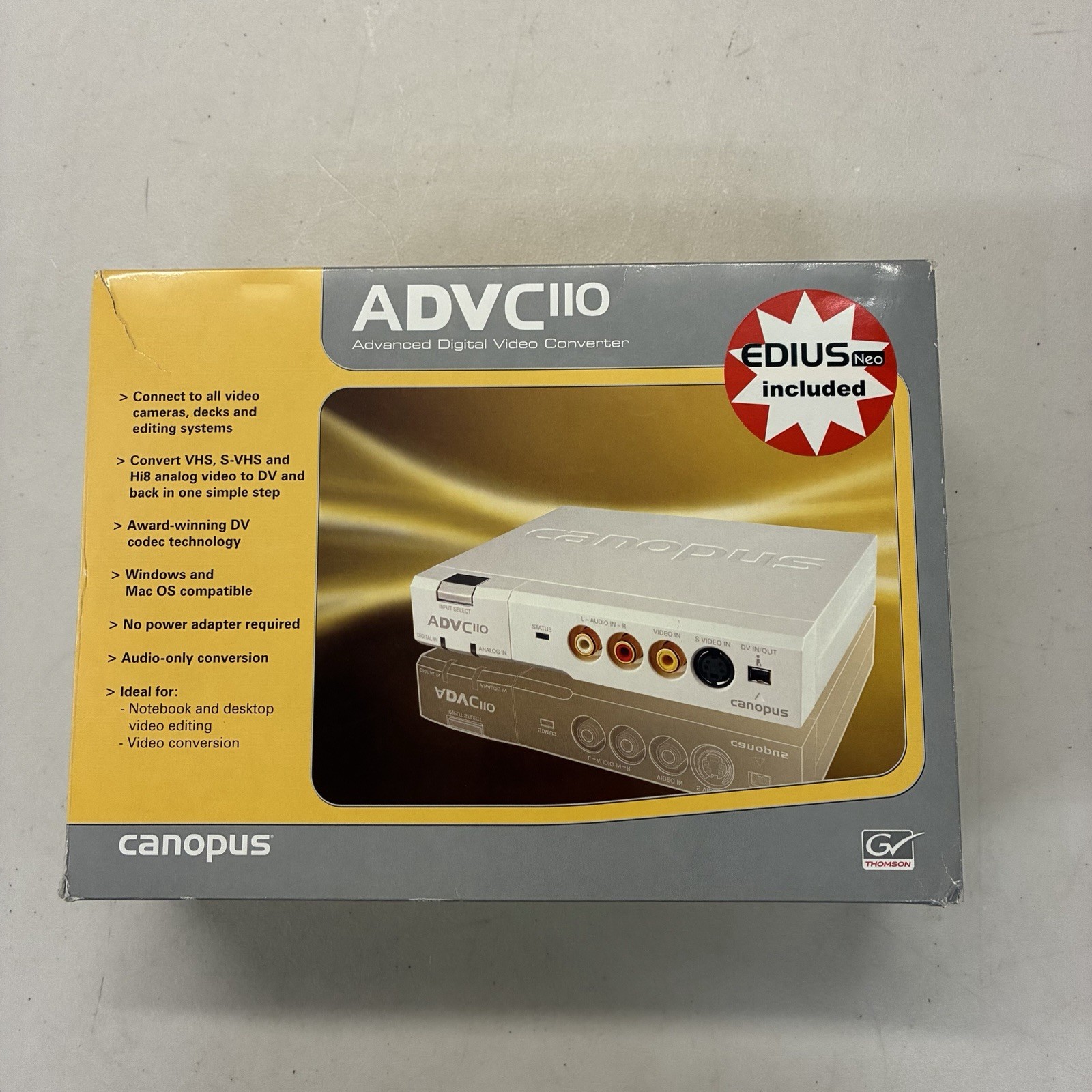 Canopus ADVC-110 Grass Valley Advanced Digital Video Converter Cables Manual EX