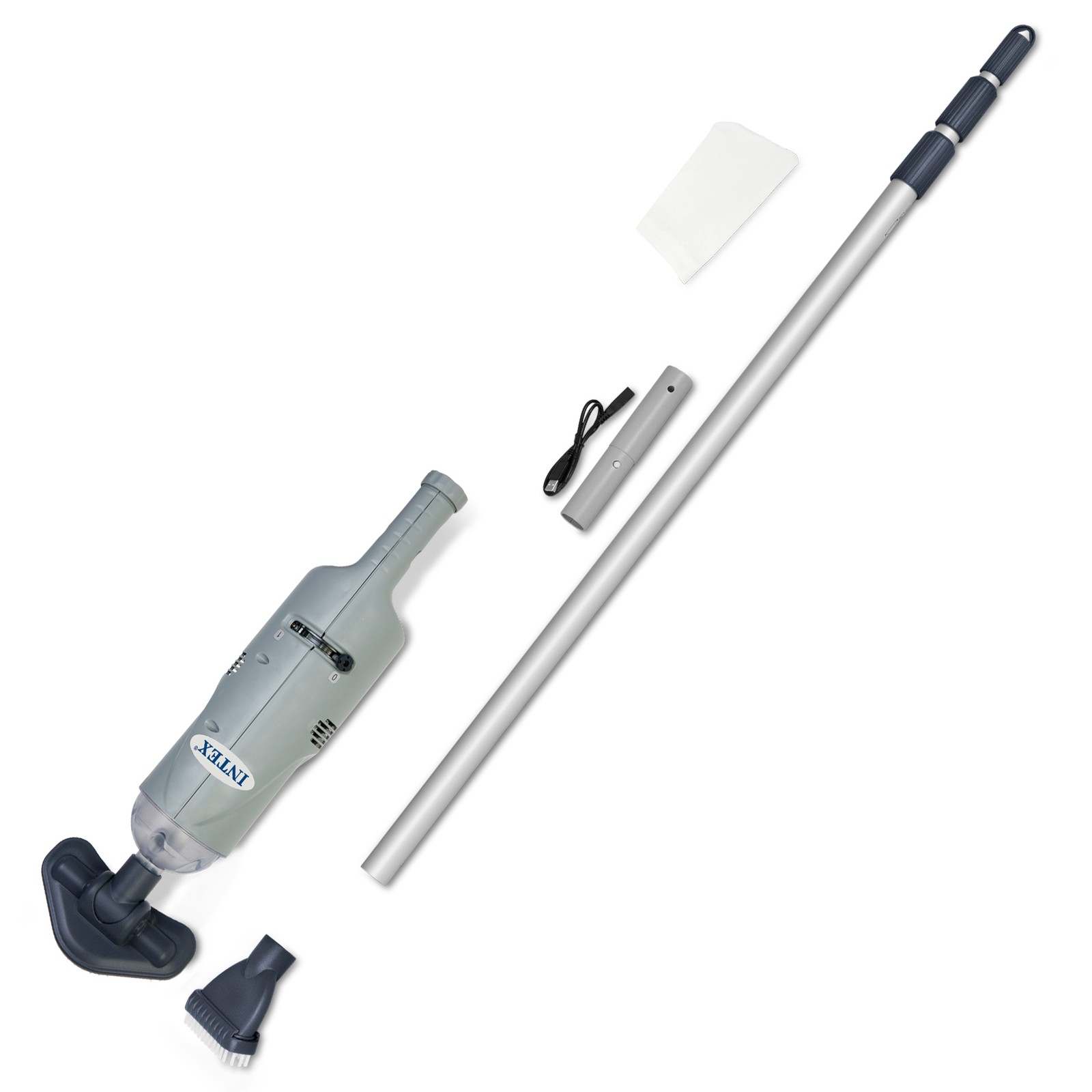 Intex Rechargeable Handheld Above Ground Pool Vacuum Cleaner with 2 Brush Heads