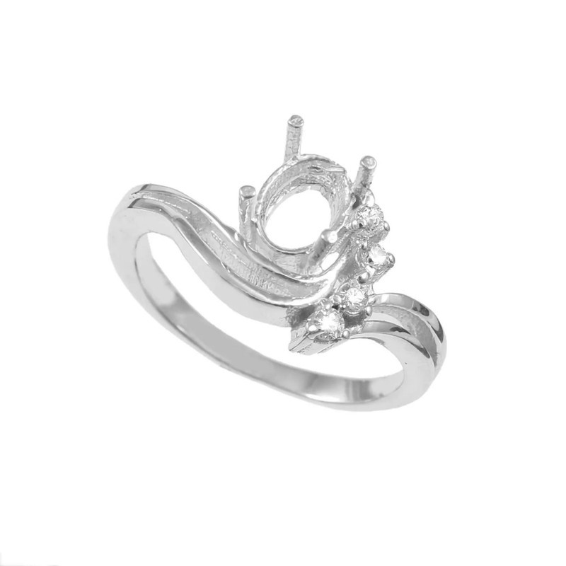 Semi Mount 6x8 mm Oval Ring Setting Engagement Ring 925 Sterling Silver Ring
