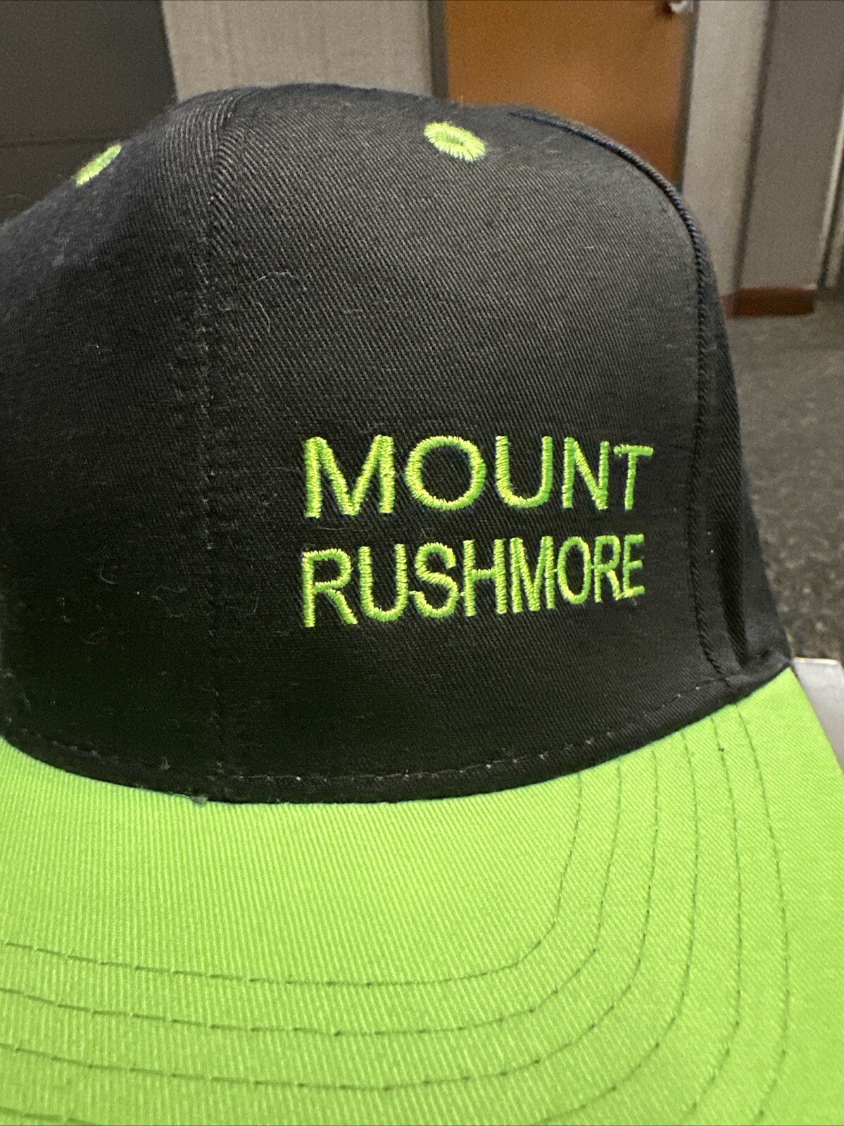 Mount Rushmore SD Lime Green and Black Hat Cap Snapback EUC