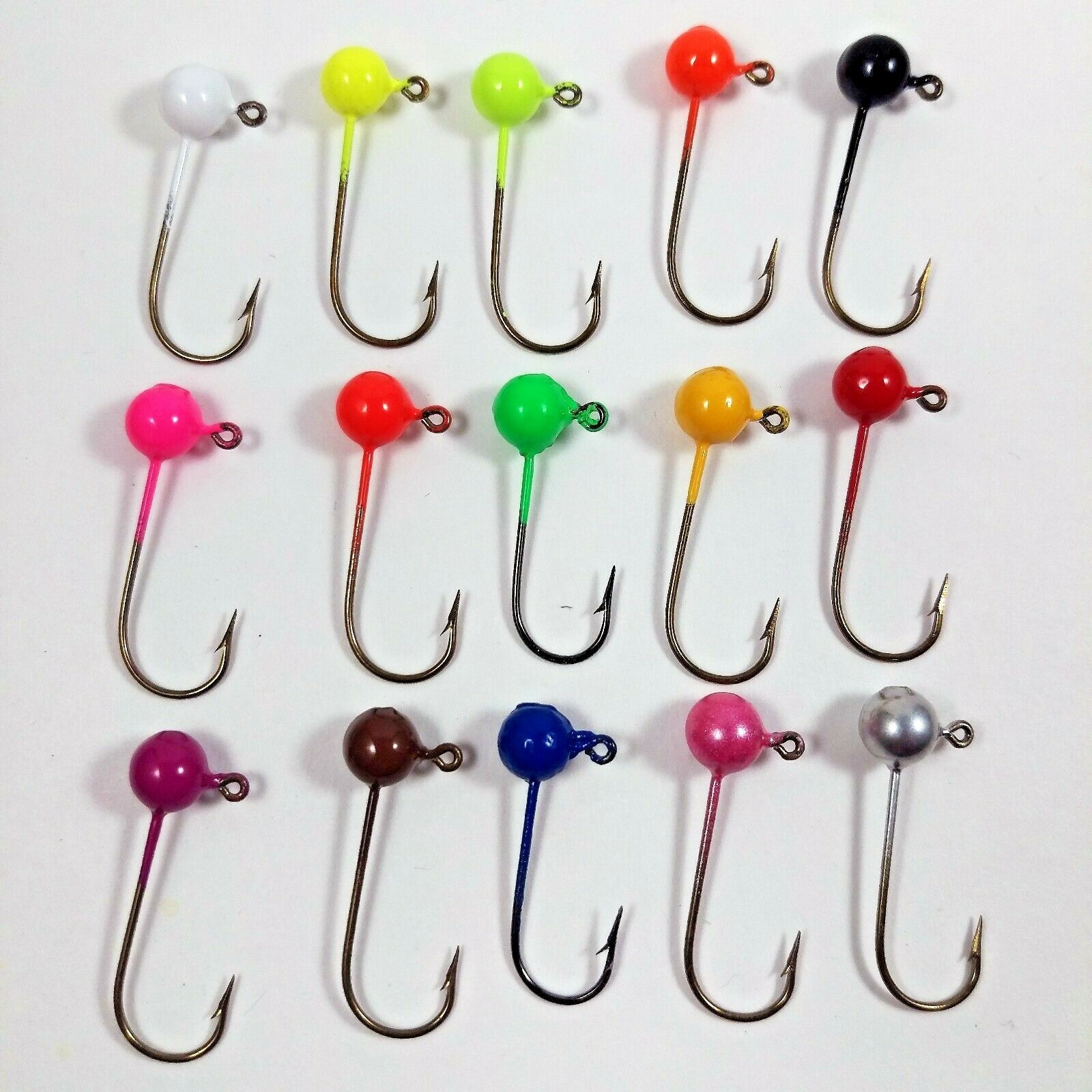 10 PK Painted Round Jig Heads. Various sizes and colors. Colors 1-24.