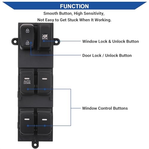 Power Window Switch Front Left Driver Side 16 Pins Compatible with 2011-2013
