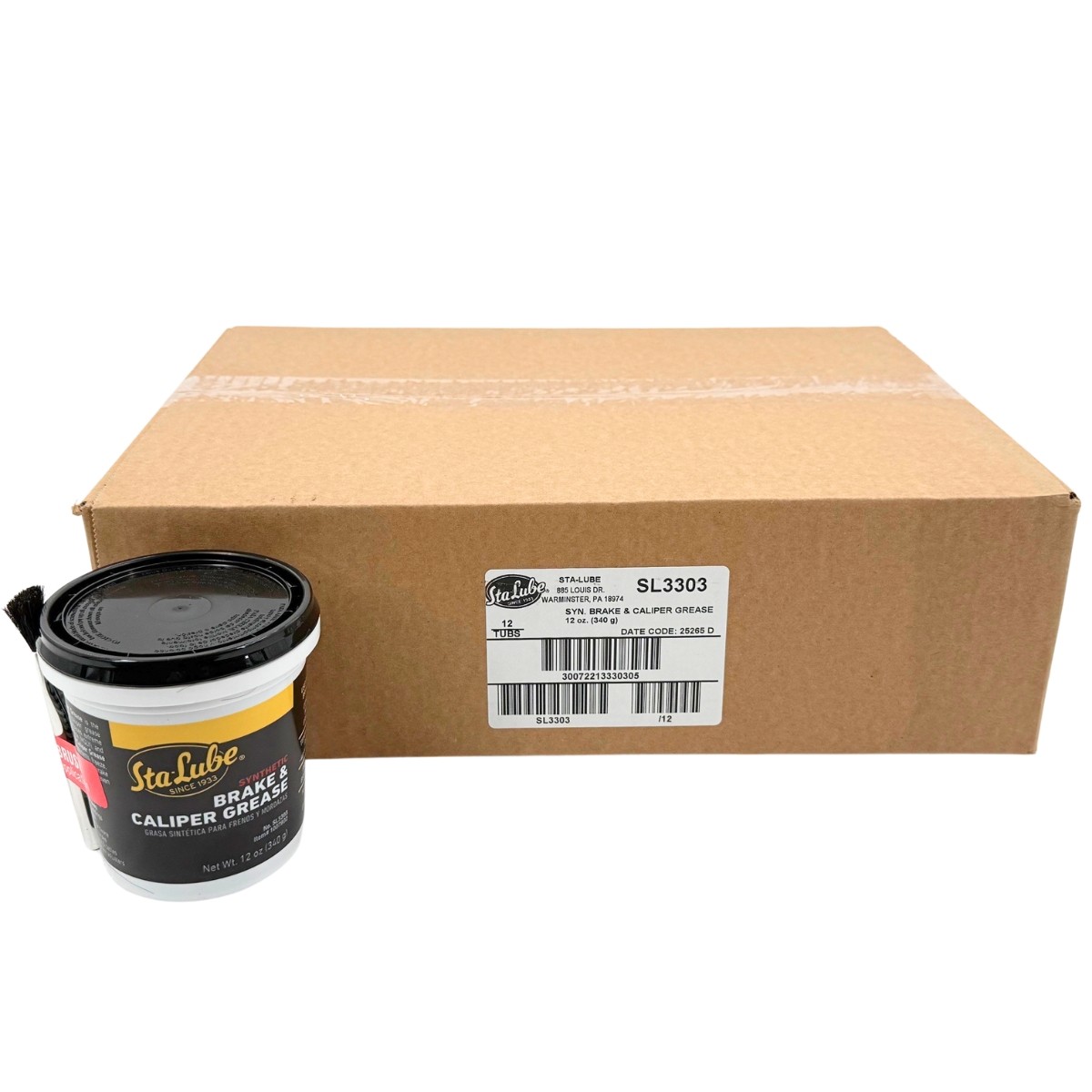 12 Pack Sta Lube Synthetic Brake and Caliper Grease 12oz Tub w/ Brush SL3303 CRC