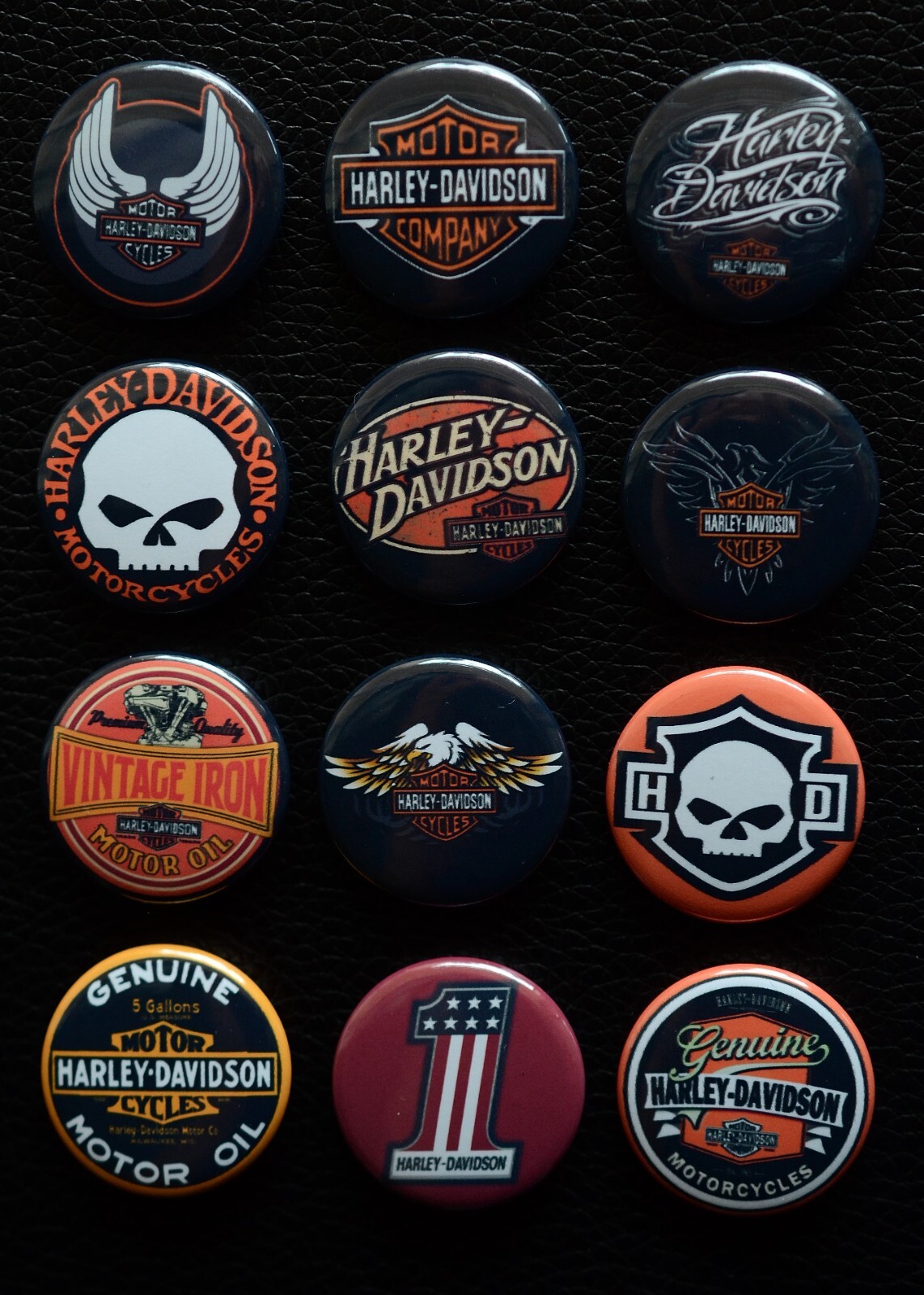 Harley Davidson / Buttons (Set of 12) / Various Size Options