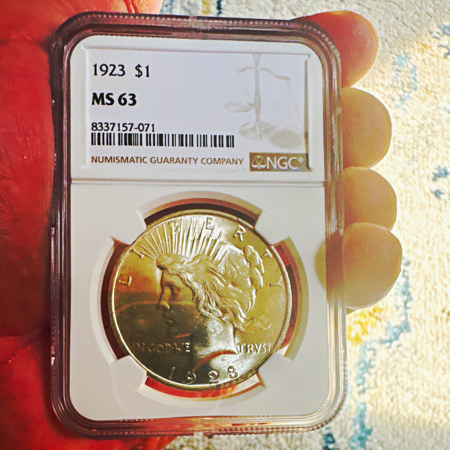 1923 Peace Dollar $1 Silver 0.9 Business Strike Philadelphia KM#150 NGC MS63