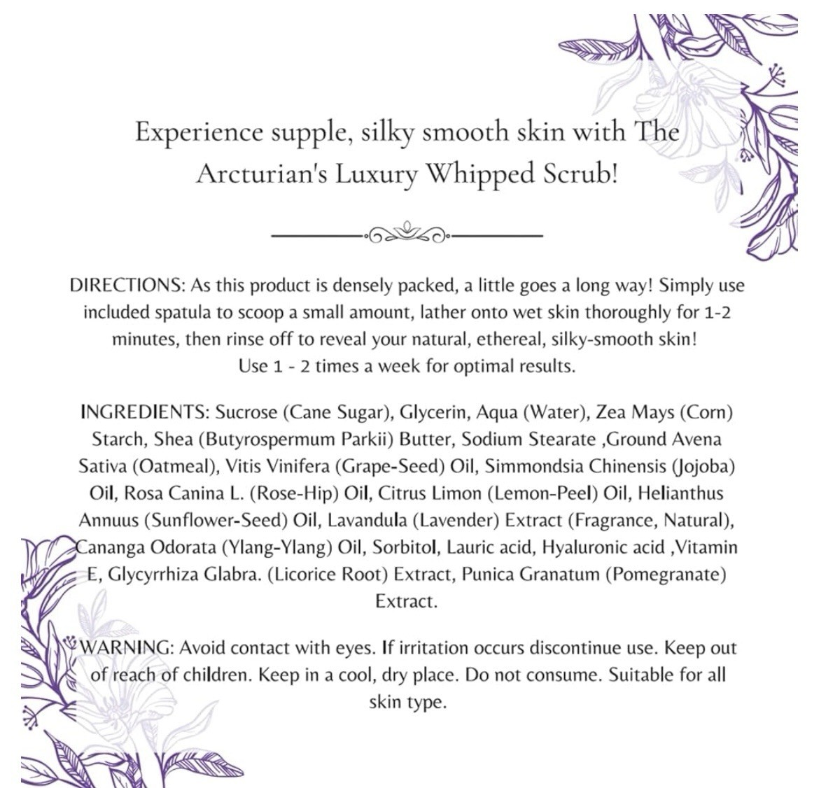 The Arcturian Whipped Soap & Scrub Luscious Lavender Face/Body Free Shipping