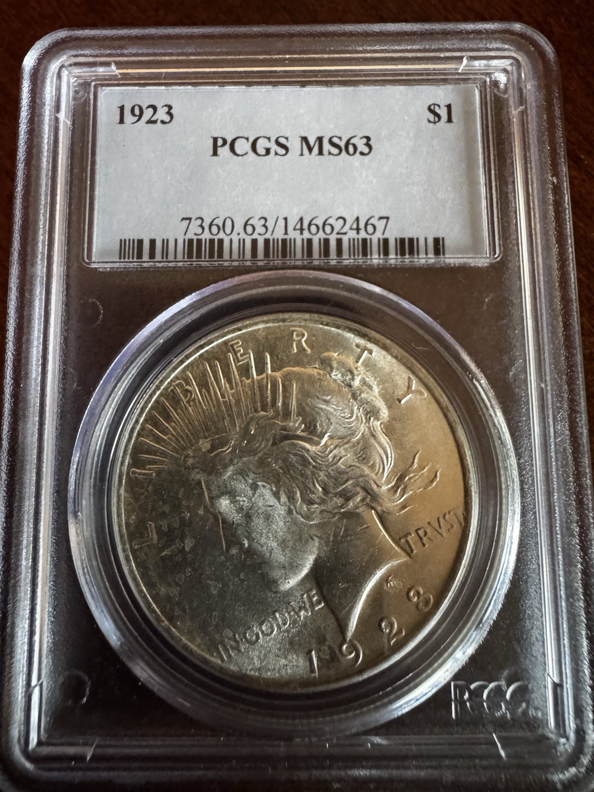 1923 Philadelphia Peace Silver One Dollar Coin PCGS MS63 Certified