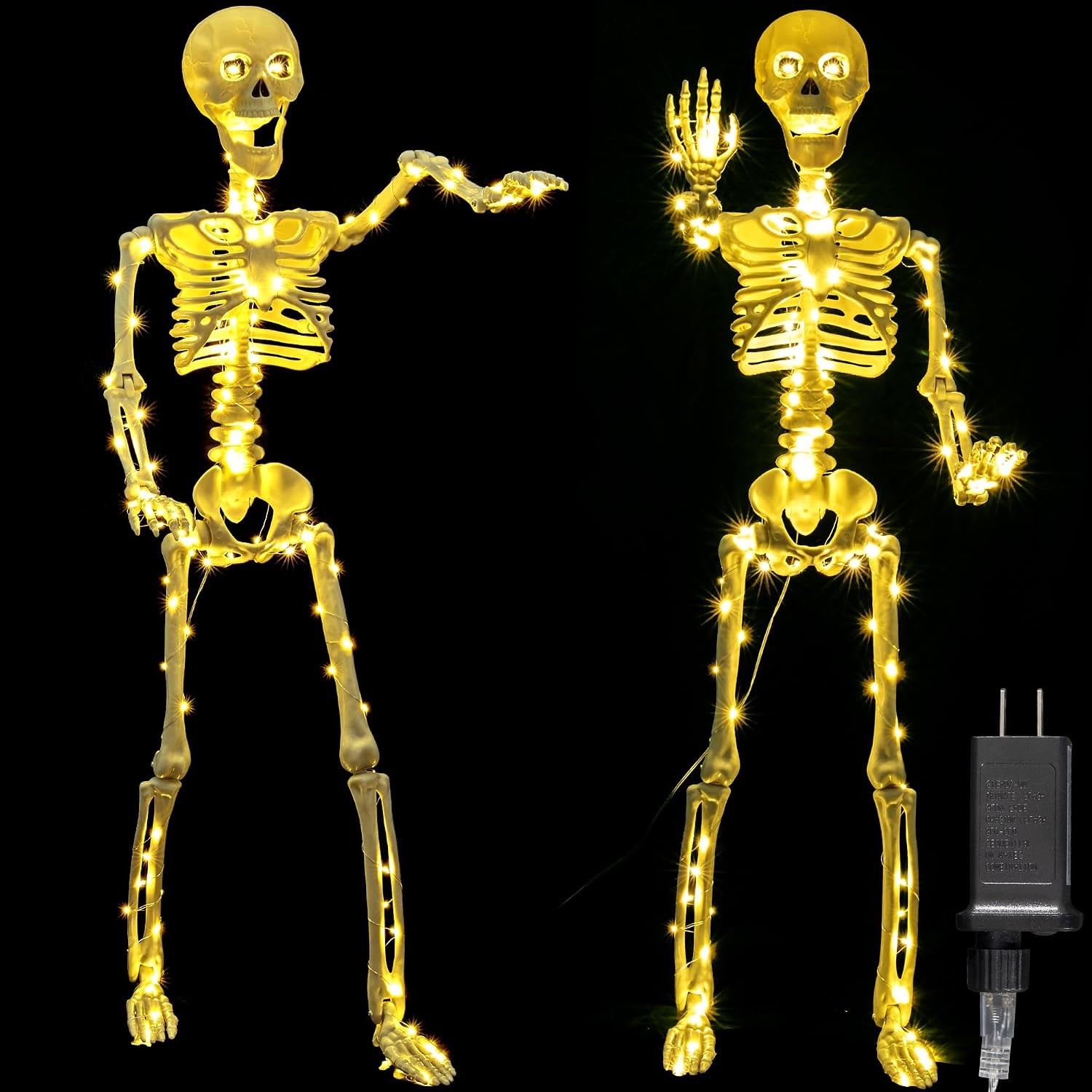 Waterproof LED Skeleton Prop 3.28 Ft Posable Halloween Yard Hanging Decor