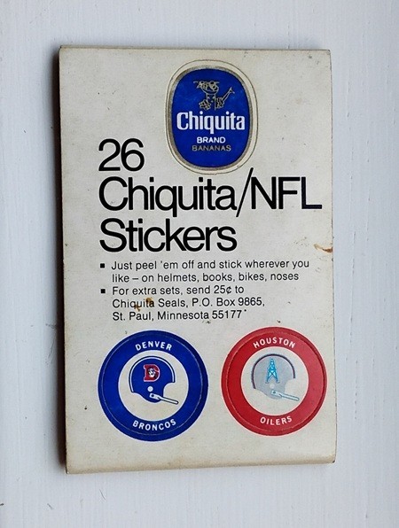 1970 Chiquita Banana 26 NFL Helmet Stickers : Complete Booket of unused stickers