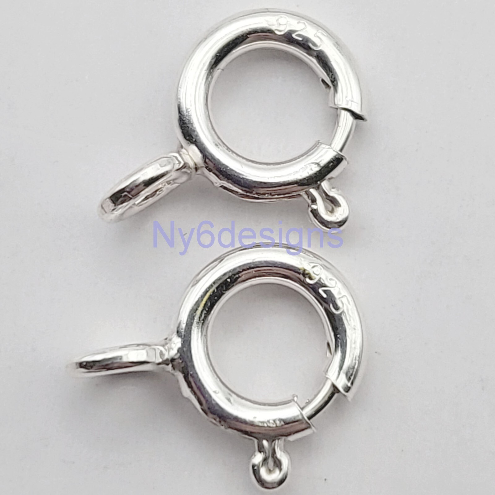 Sterling Silver Spring Ring Clasp 5mm/6mm/7mm Open & Closed Ring Finding (5pcs)
