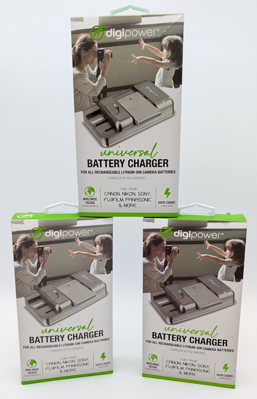 SET OF 3: Digipower Universal Camera Battery Charger for Li-Ion Batteries TC-200