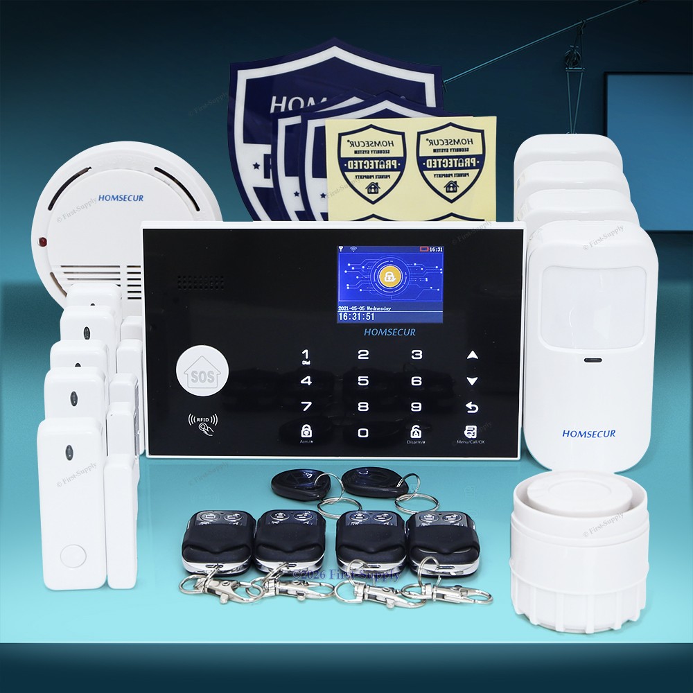 HOMSECUR Wireless&Wired WIFI Home House Alarm System+4*PIR+Door Sensor