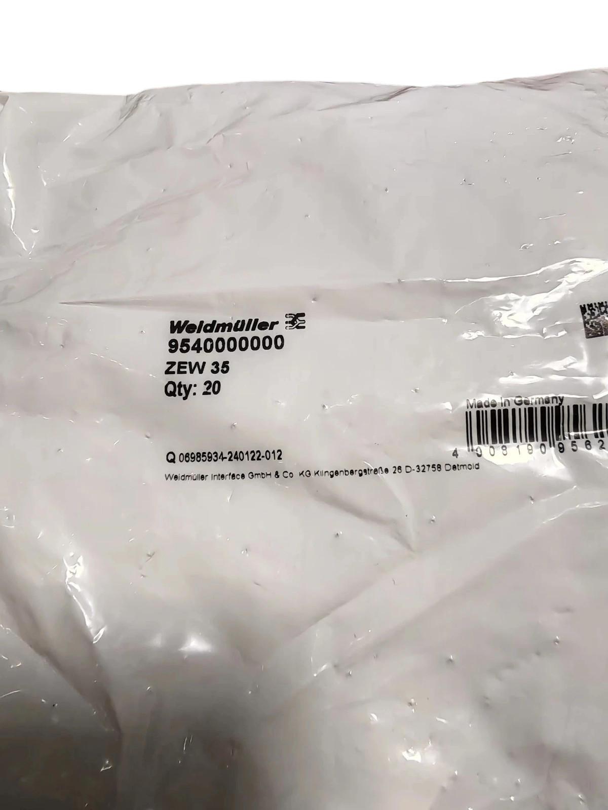 20pcs Weidmüller 9540000000 ZEW 35 Brand New Terminal Block