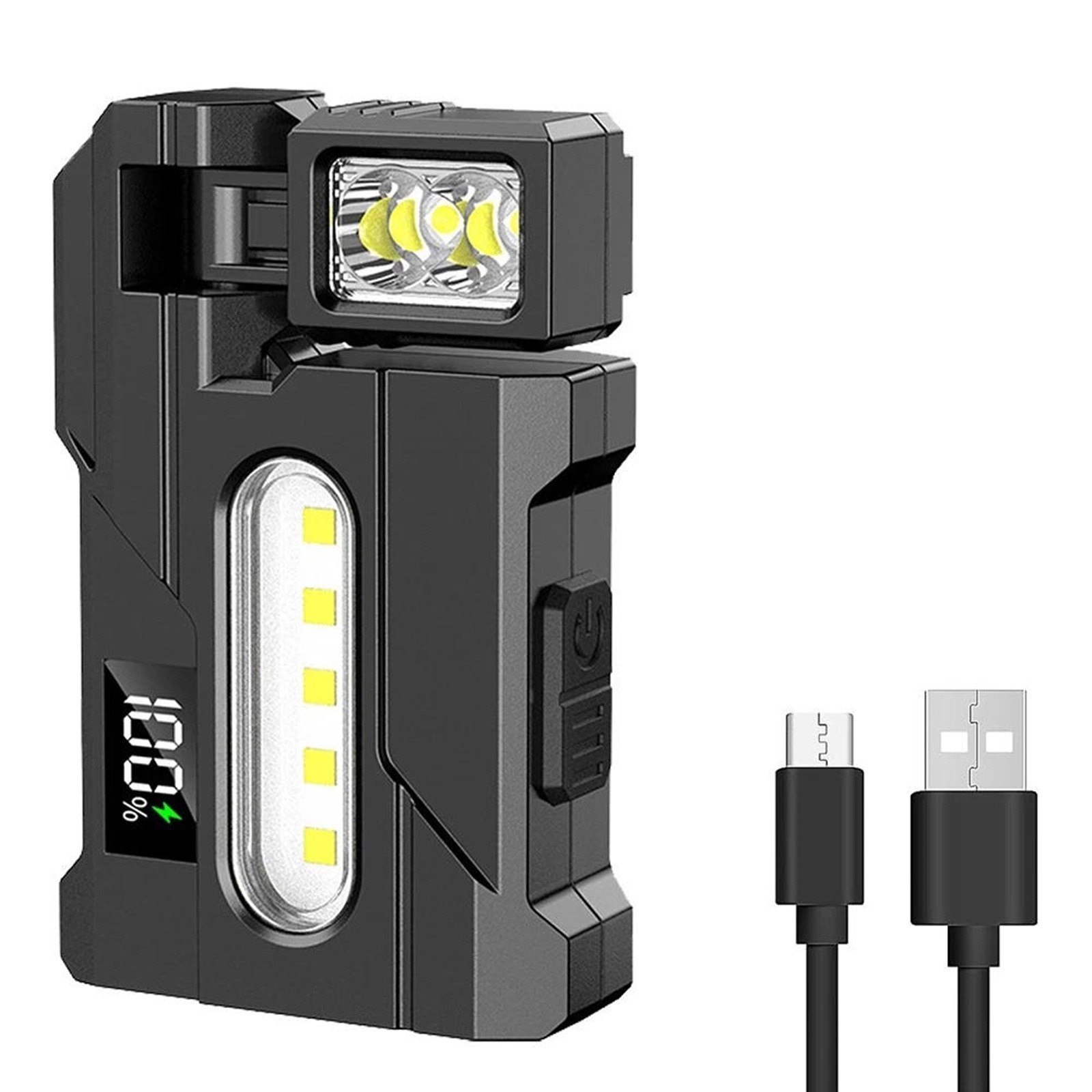 USB Rechargeable Magnetic Base LED Work Light Flashlight for Mechanics 300 Lumen