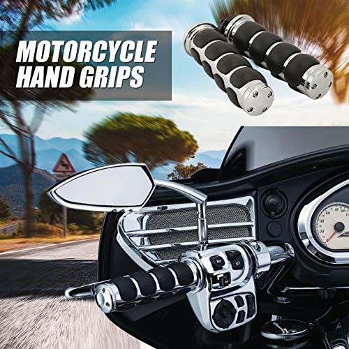 1 Pair Hand Grips Chrome Black-A