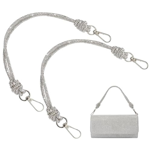 Rhinestone Purse Strap Crystal Bag Handle 12.9" Short Replacement Platinum