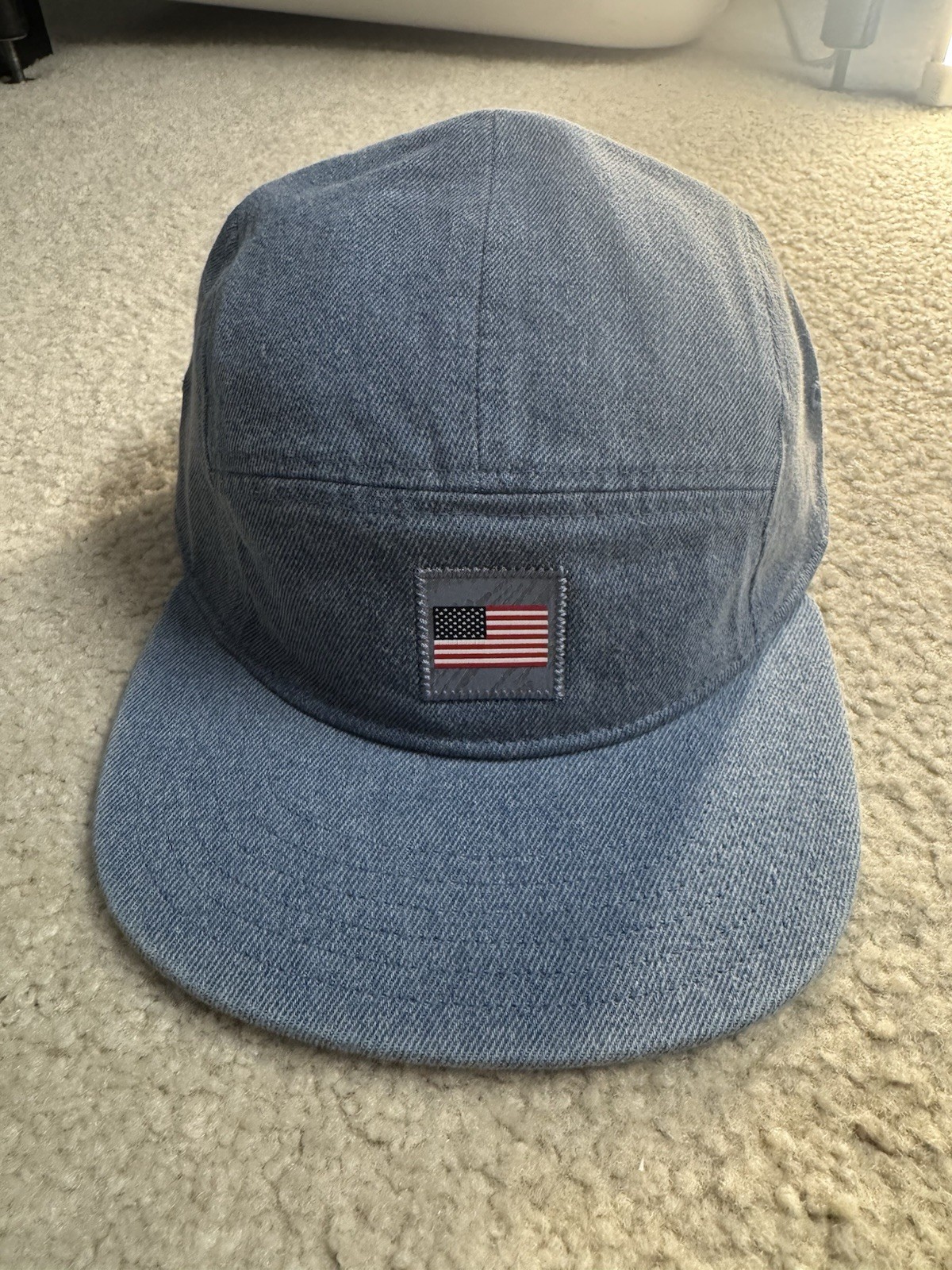 Nike Team USA Fly SB Dri-Fit 5 Panel Denim Cap Hat Size M/L Cotton Blue