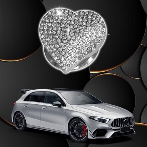 Heart Shape Car Engine Start Button Cover - Sparkly Rhinestone Ignition - White
