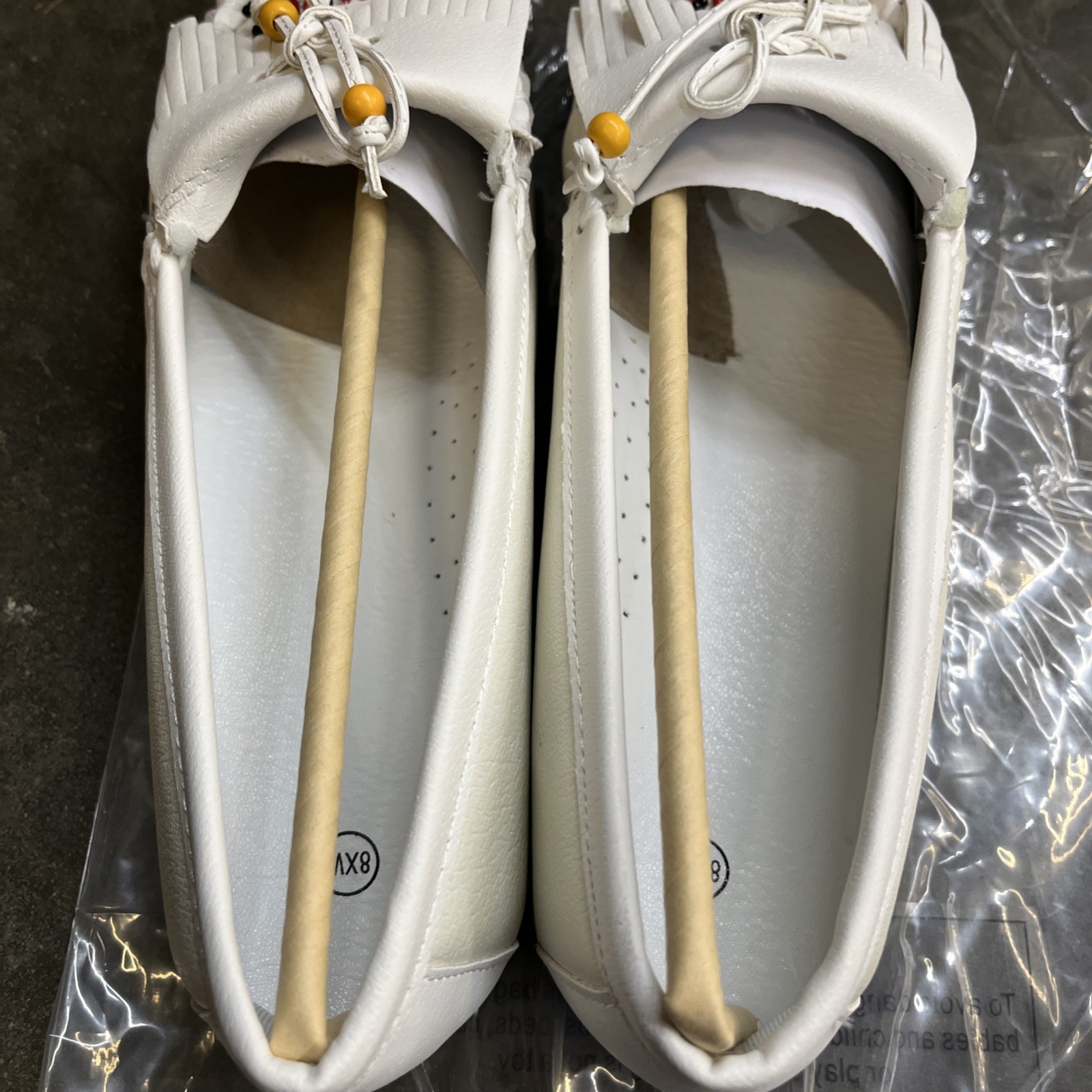 White Beaded Leather Moccasins