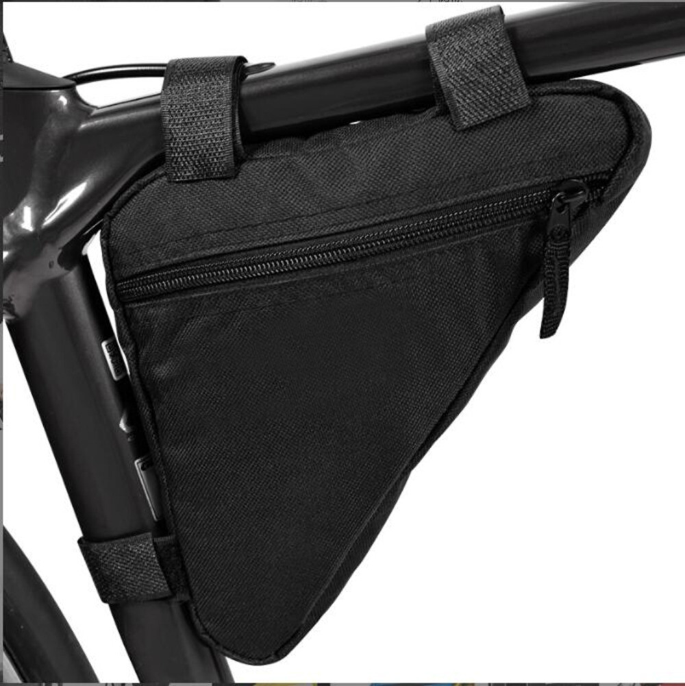 Triangle Saddle Frame Bike Bag Bicycle Storage Adjustable Cycling Pouch Black