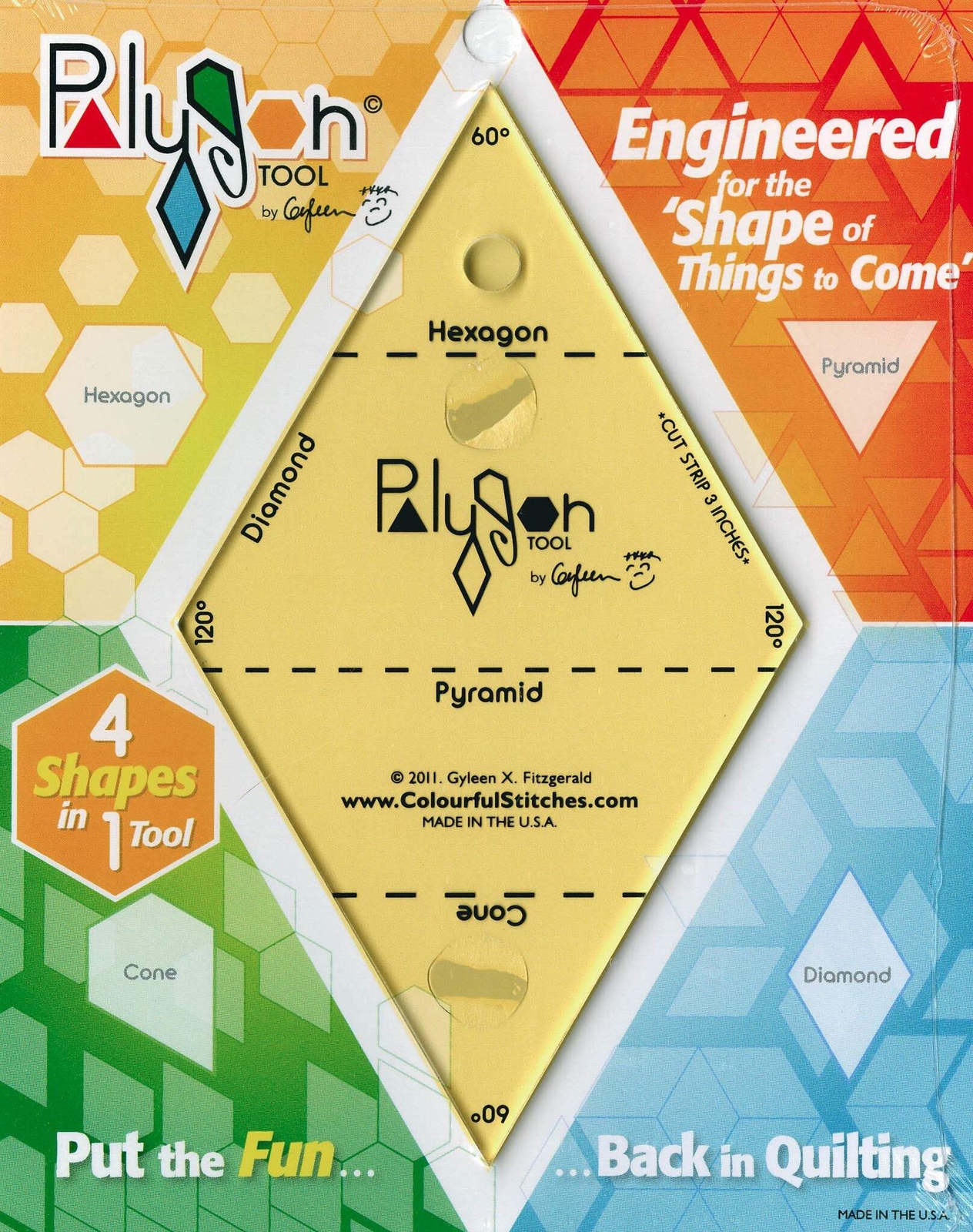 Polygon Tool Quilt Template by Gyleen X Fitzgerald for Colourful Stitches