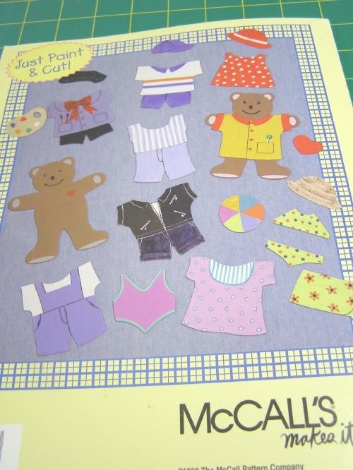 Teddy Bear cross stitch pattern & Bear paper dolls to paint #1500