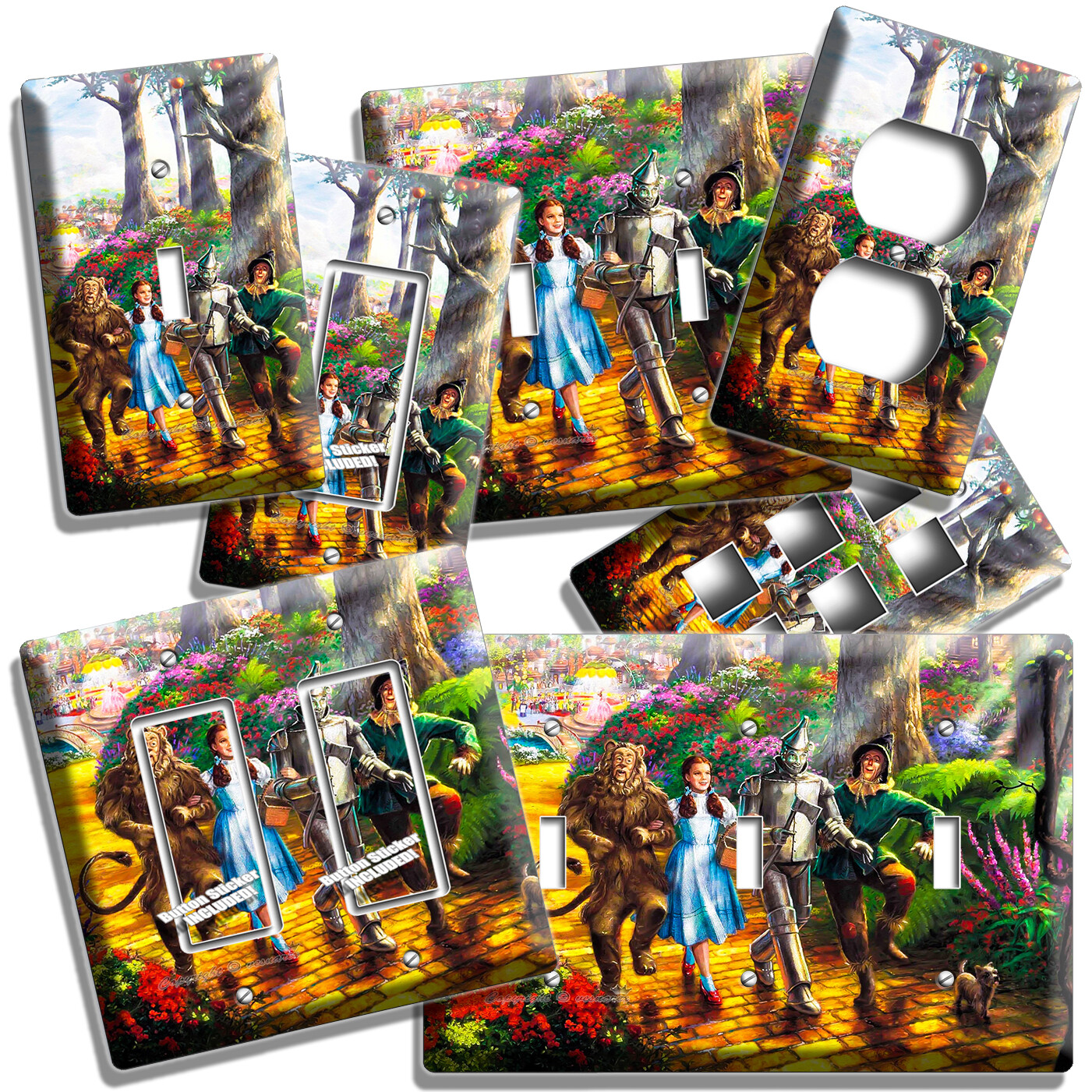 YELLOW BRICK ROAD WIZARD OF OZ DOROTHY LION SCARECROW TIN MAN HD ART WALL PLATES