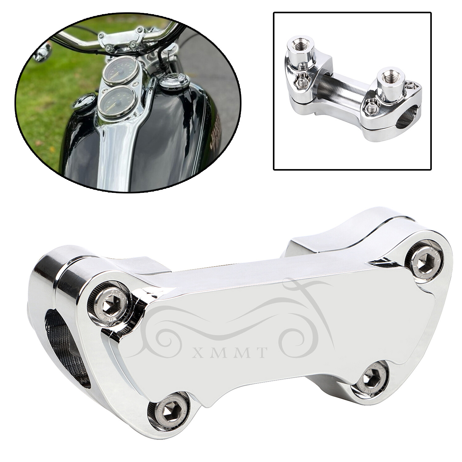 Chrome 1.7" Handlebar Risers Top Clamp For Harley Fat Boy Heritage Softail FLSTC
