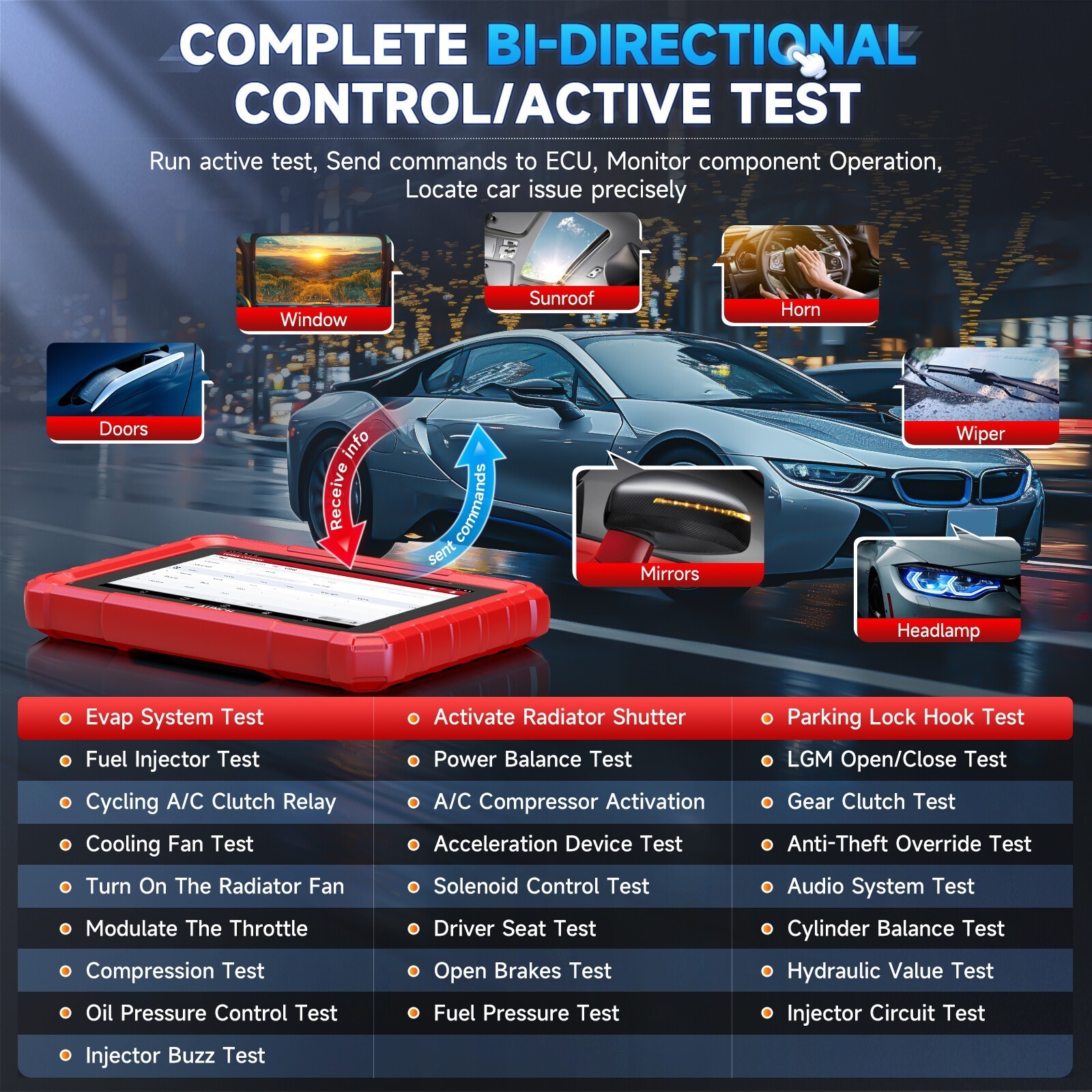 LAUNCH X431 PRO STAR& TPMS Tool Bidirectional Diagnostic OBD2 Scanner ECU Coding