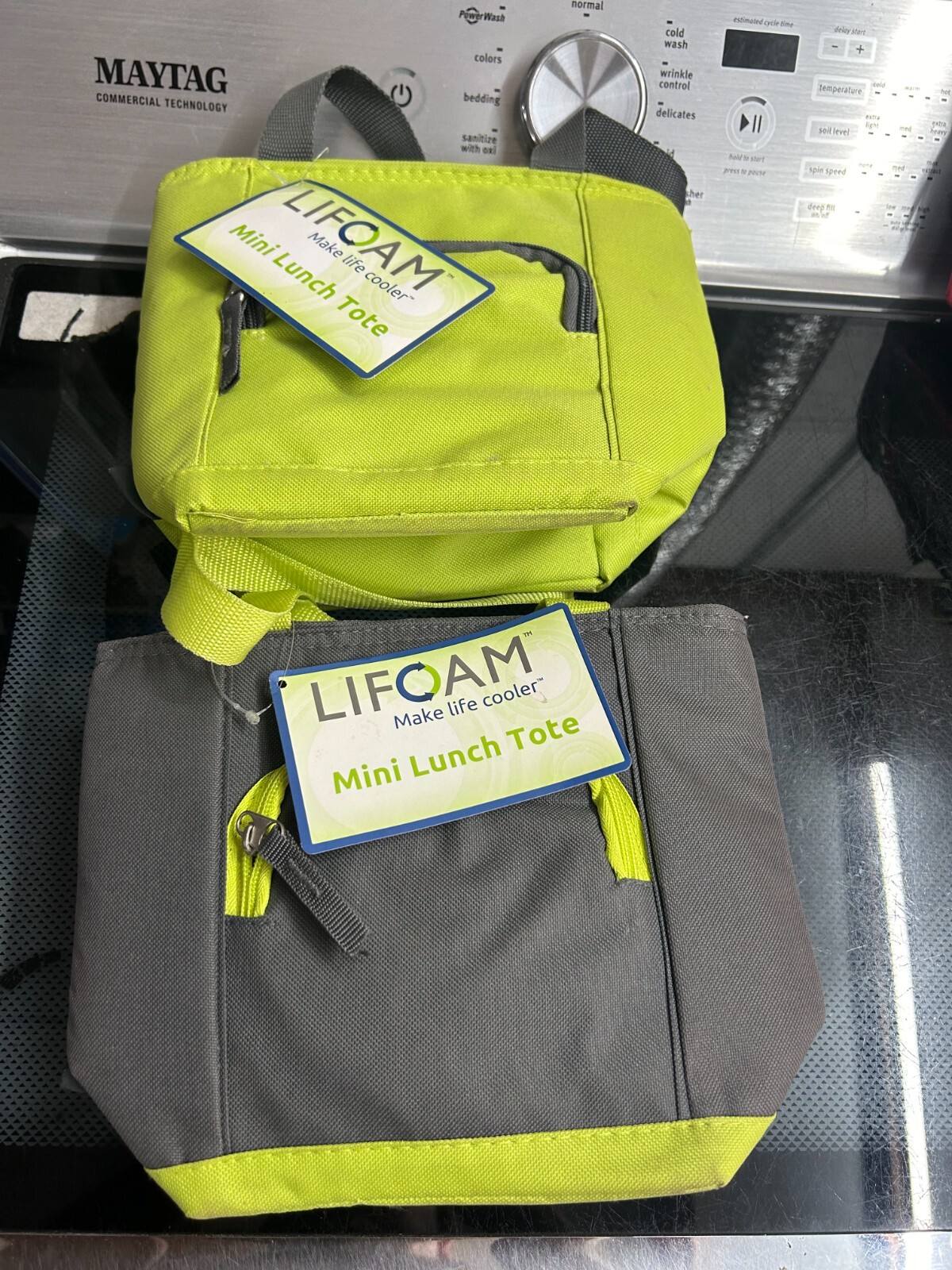 New OLD STOCK 2-pack lot LIFOAM Mini Lunch Tote Insulated Cooler Lime Green Gray