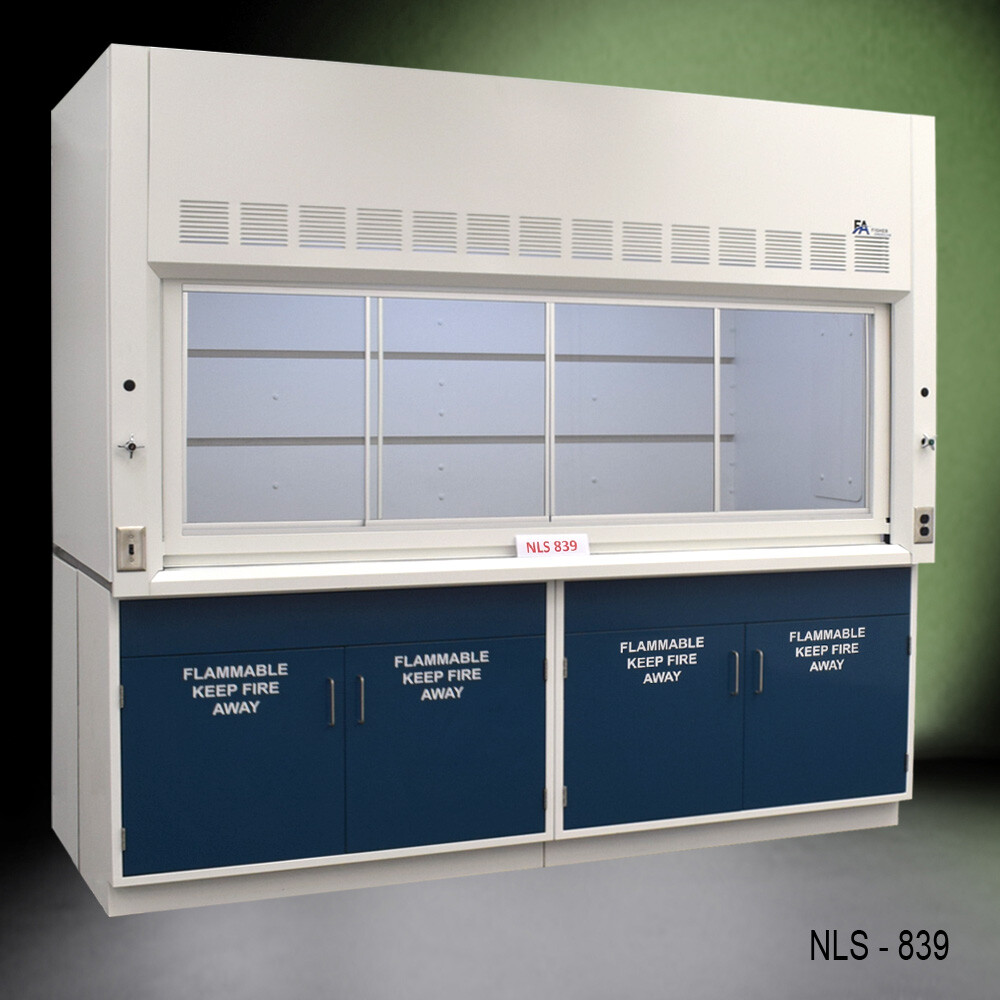 8' x 4' Laboratory Benchtop Fume Hood w/ Flammable Storage Cabinets /E1-840