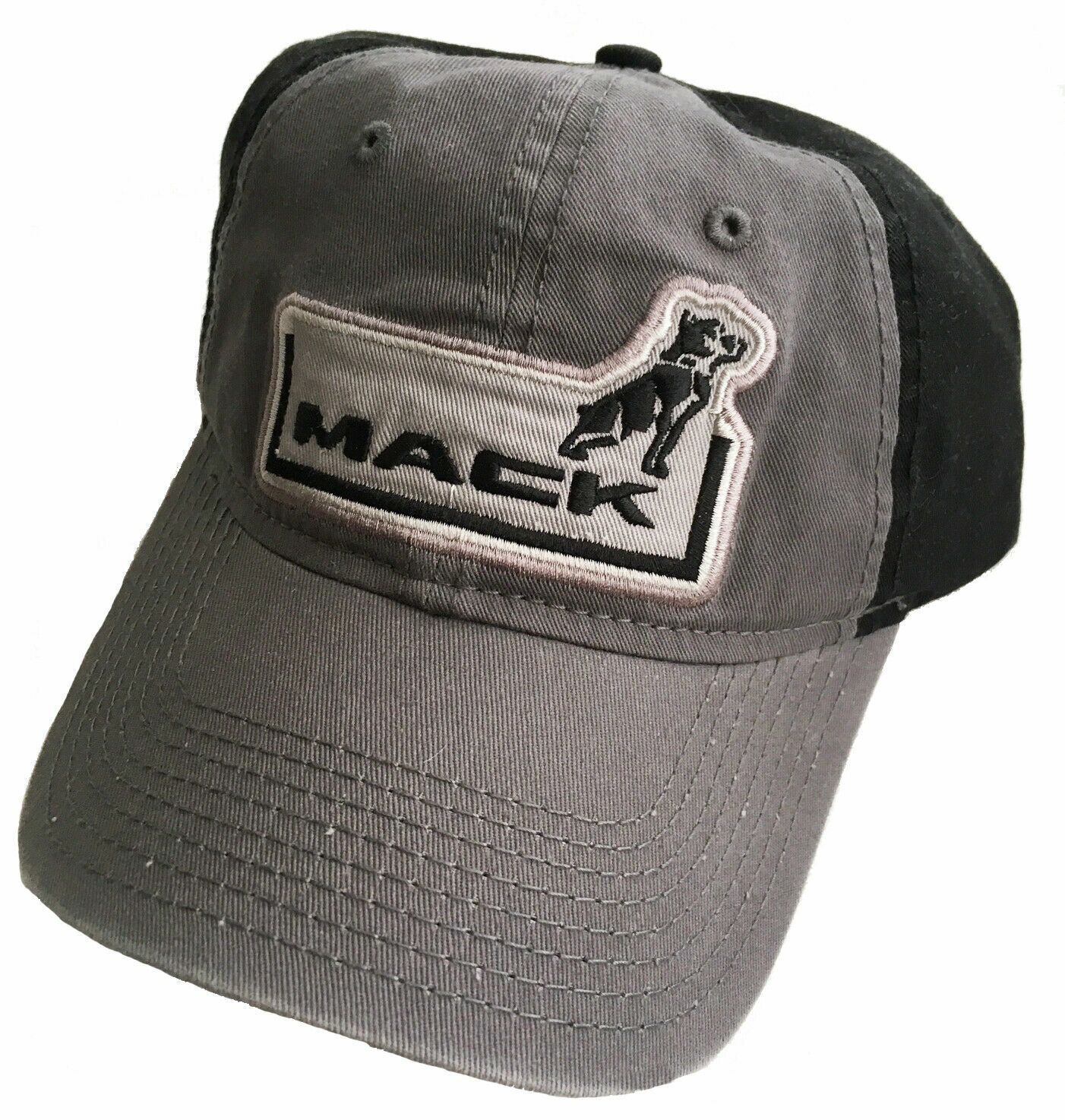 Mack Semi Truck Black gray patch cap hat winter adjustable signage