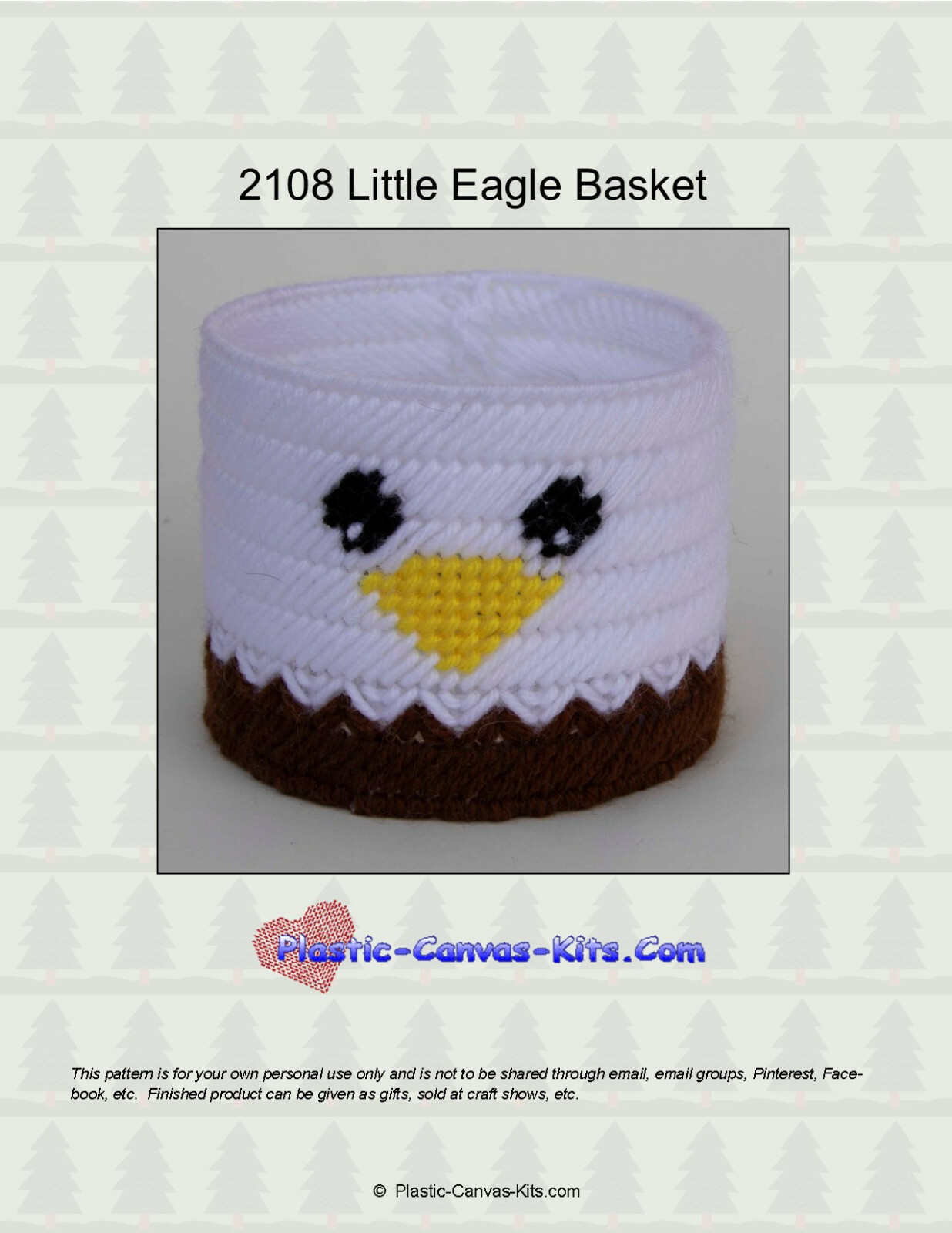 Little Eagle Basket-Plastic Canvas Pattern or Kit