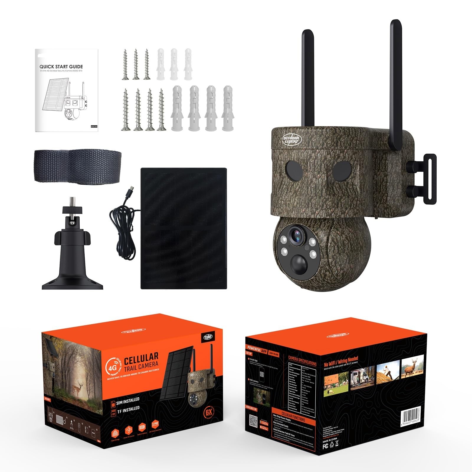 OUTDOOR EXPERT 4G LTE Cellular Trail Camera 180°Automatic Intrusion...